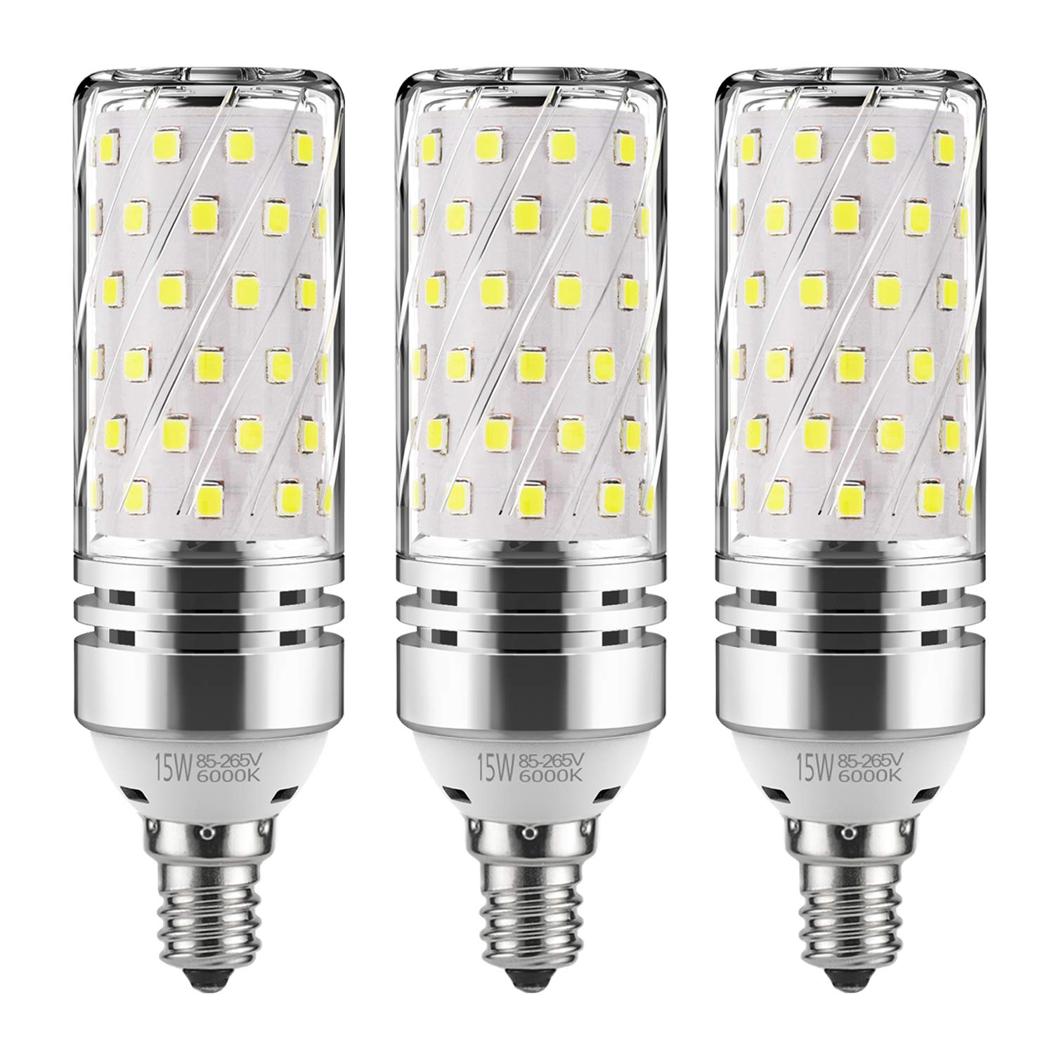 Gezee E12 Led Corn Bulbs,15W Led Candelabra Light Bulbs 120 Watt Equivalent, 1500Lm, Daylight White 6000K Led Chandelier Bulbs, 