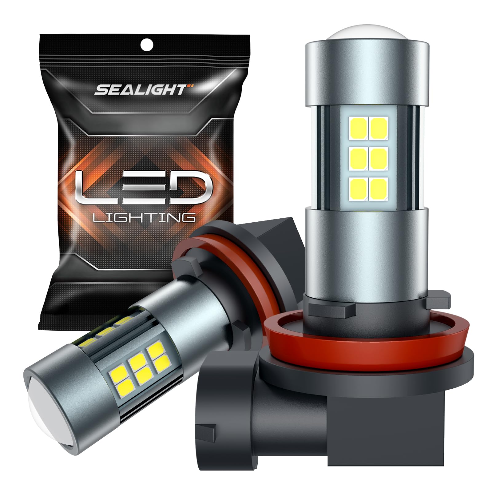 SEALIGHT H11 H8 H16 LED Fog Light Bulbs, 6000K, 400% Brightness, Non-polarity, Pack of 2, White