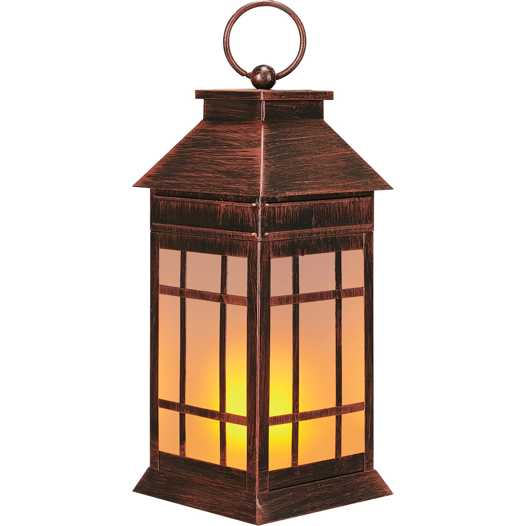 Anyperfect 18&quot; Glass Solar Lantern Outdoor Waterproof, Solar Lanterns With Flickering Flame Lights Large Outdoor Decorative Metal Lantern For Patio Garden Backyard Outside Tabletop (Vintage Copper)