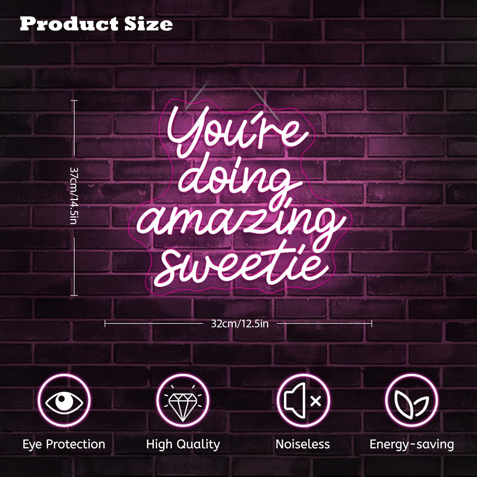 YouRe Doing Amazing Sweetie Neon Sign Pink Dimmable Led Neon Lights For Wall Decor Usb Powered Light Up Signs For Girls Bedroom Party Salon Best Gifts For Birthday Christmas