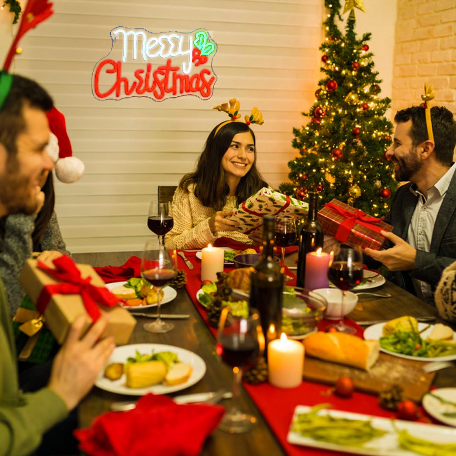 Ineonlife Merry Christmas Neon Sign - Led Light Bar For Holiday Decor, Usb Powered, 16.5&quot;X9.8&quot;