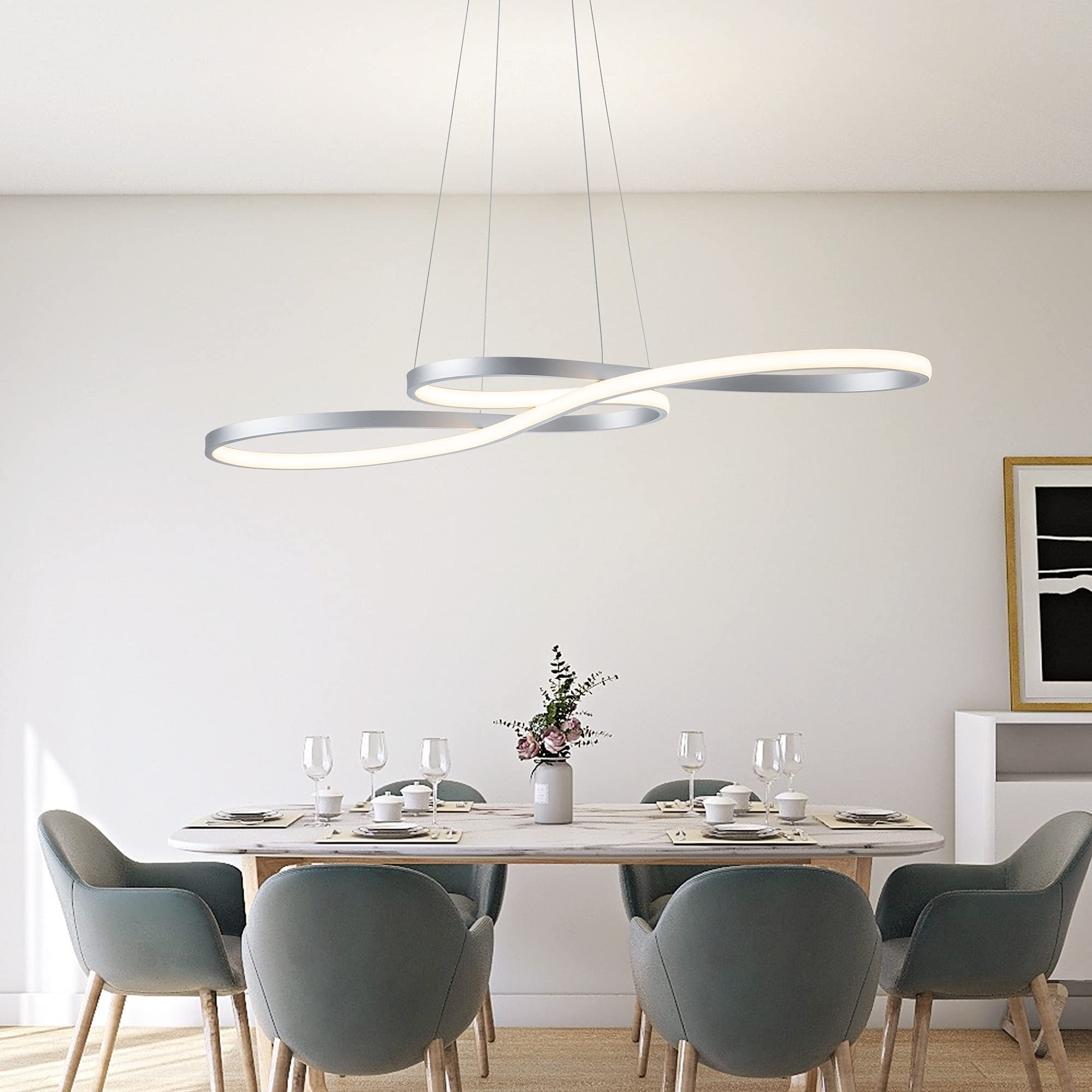 Sunmoo Modern Led Chandelier Dining Room Pendant Light Dimmable Creative Chandelier Remote Control Color/Brightness 3000-6000K A