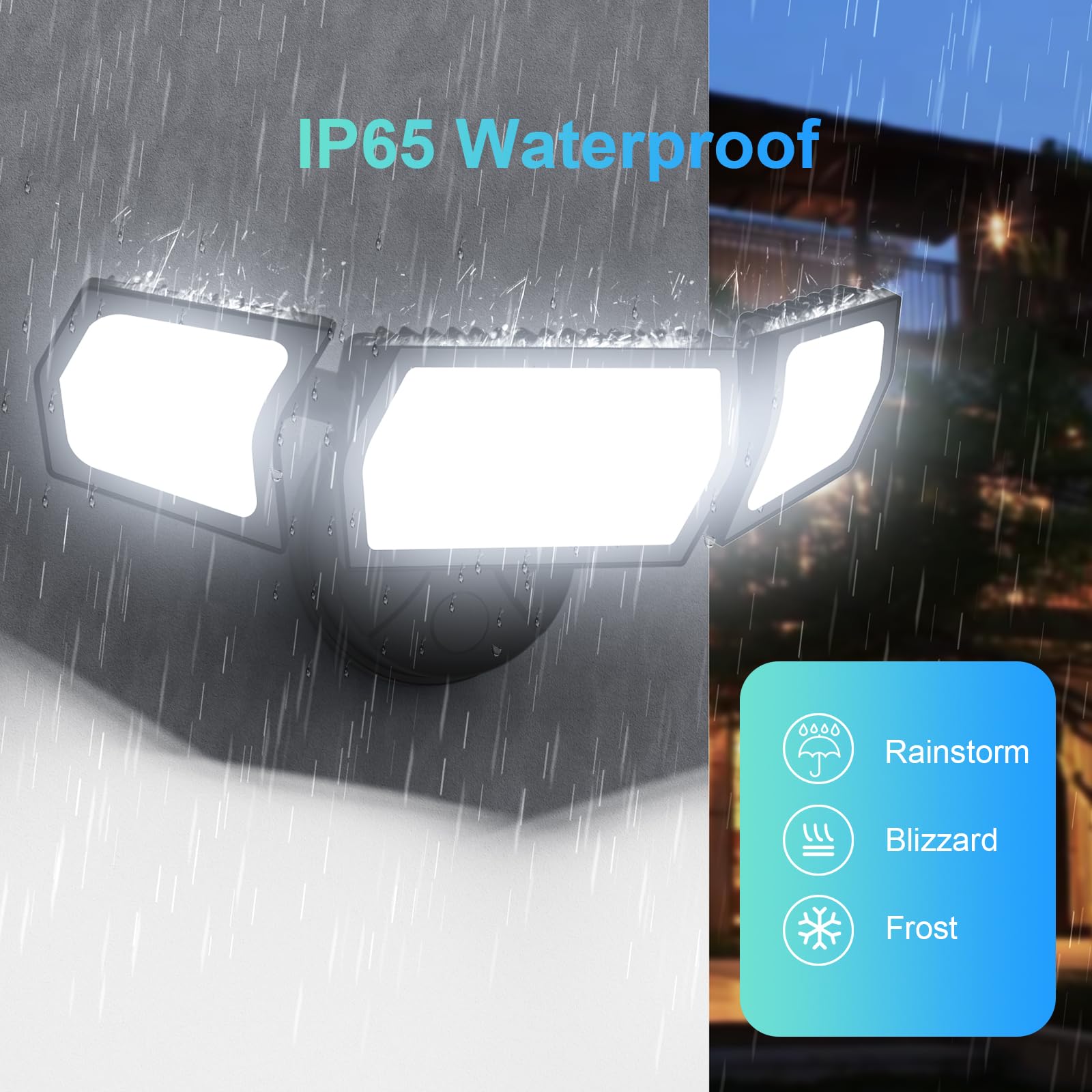 lamvip 100W Led Flood Light Outdoor,9000LM Outdoor Security Lights with 3 Adjustable Heads,IP65 Waterproof 6500K,Daylight White,