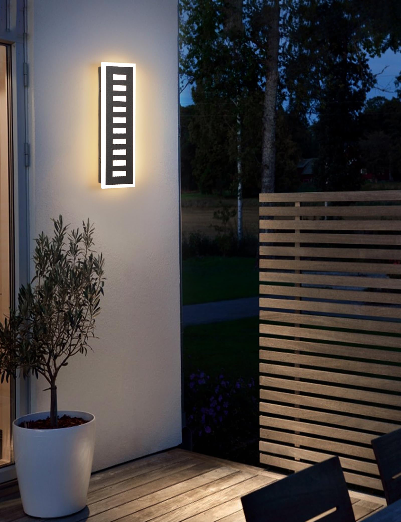 Rosysky Outdoor Wall Sconce 18W Led Exterior Light Fixture 3000-6000K Modern Outdoor Sconce 13.8In Elegant White Acrylic Waterproof Porch Lighiting For Porch Patio House Garage Courtyard
