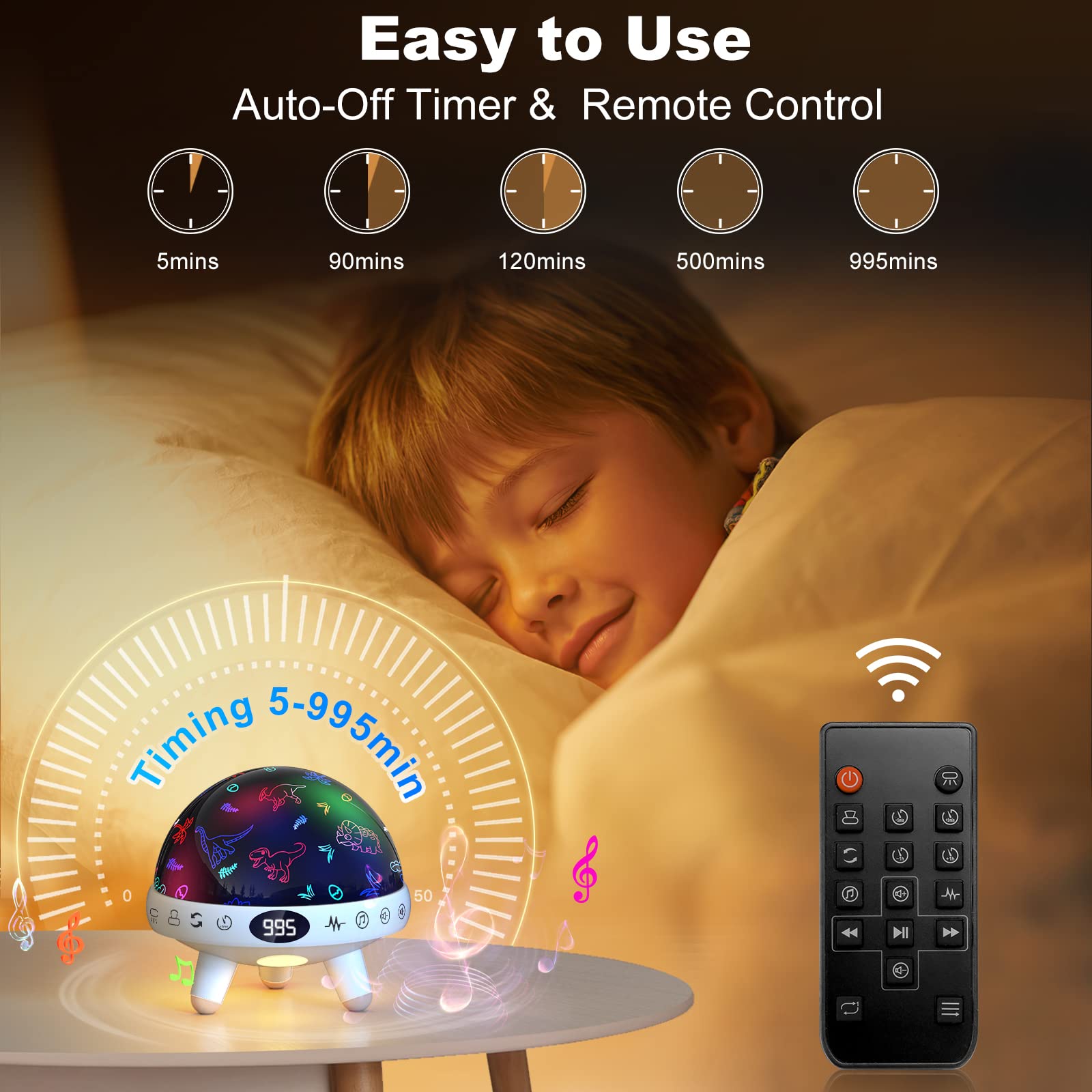 Yachance Dinosaur Night Light Projector For Kids With Timer & Remote - Perfect Gifts For Boys