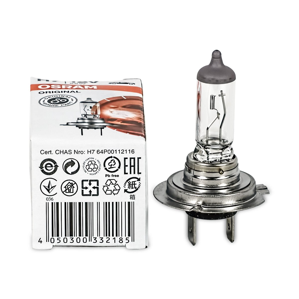 OSRAM H7 Halogen Bulbs 12V Original Line Clear Headlight Lamps Model 64210