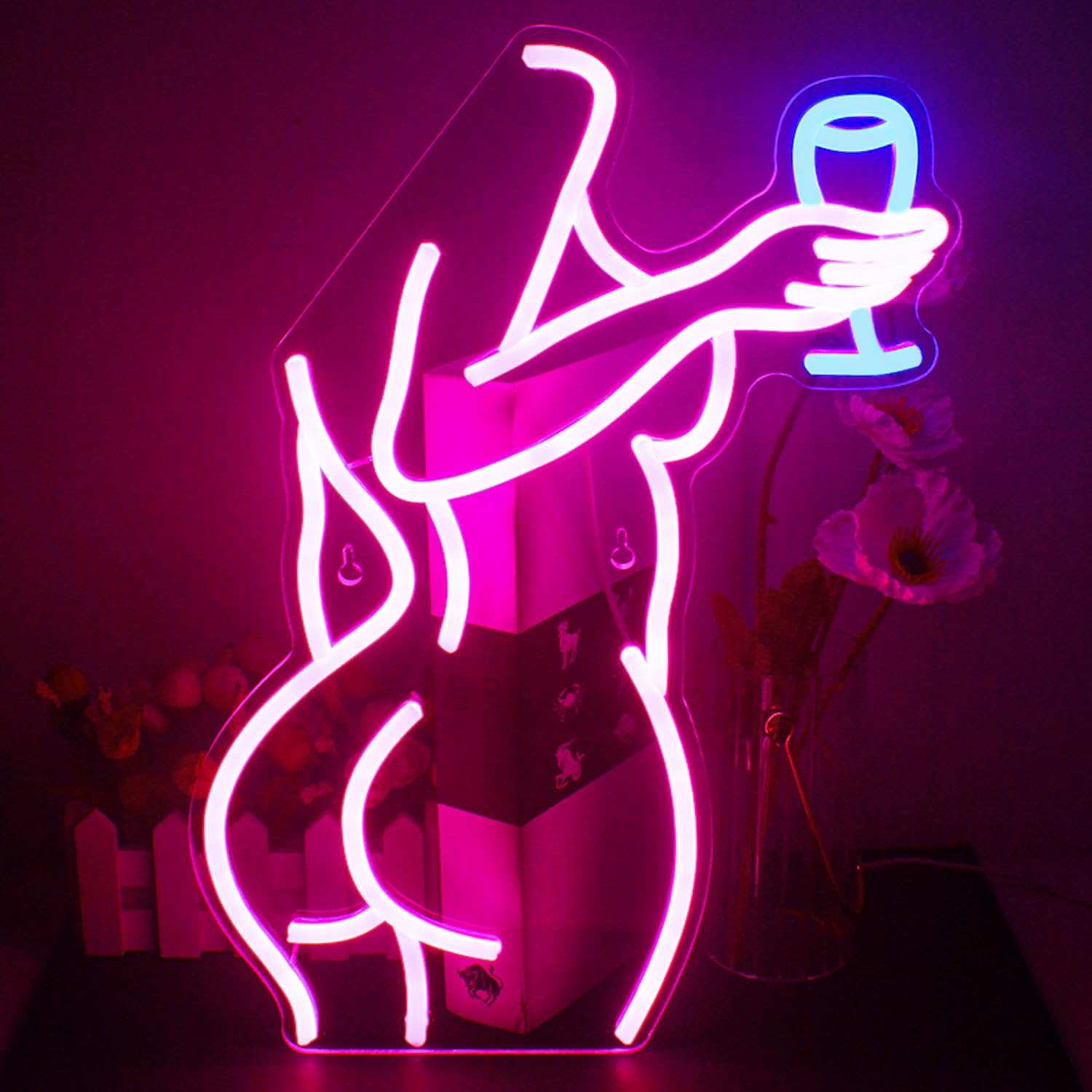 JURONGYILU Neon Sign - Dimmable LED Wall Decor Light - Pink Lady - USB Powered for Bedroom, Man Cave, Bar, Party