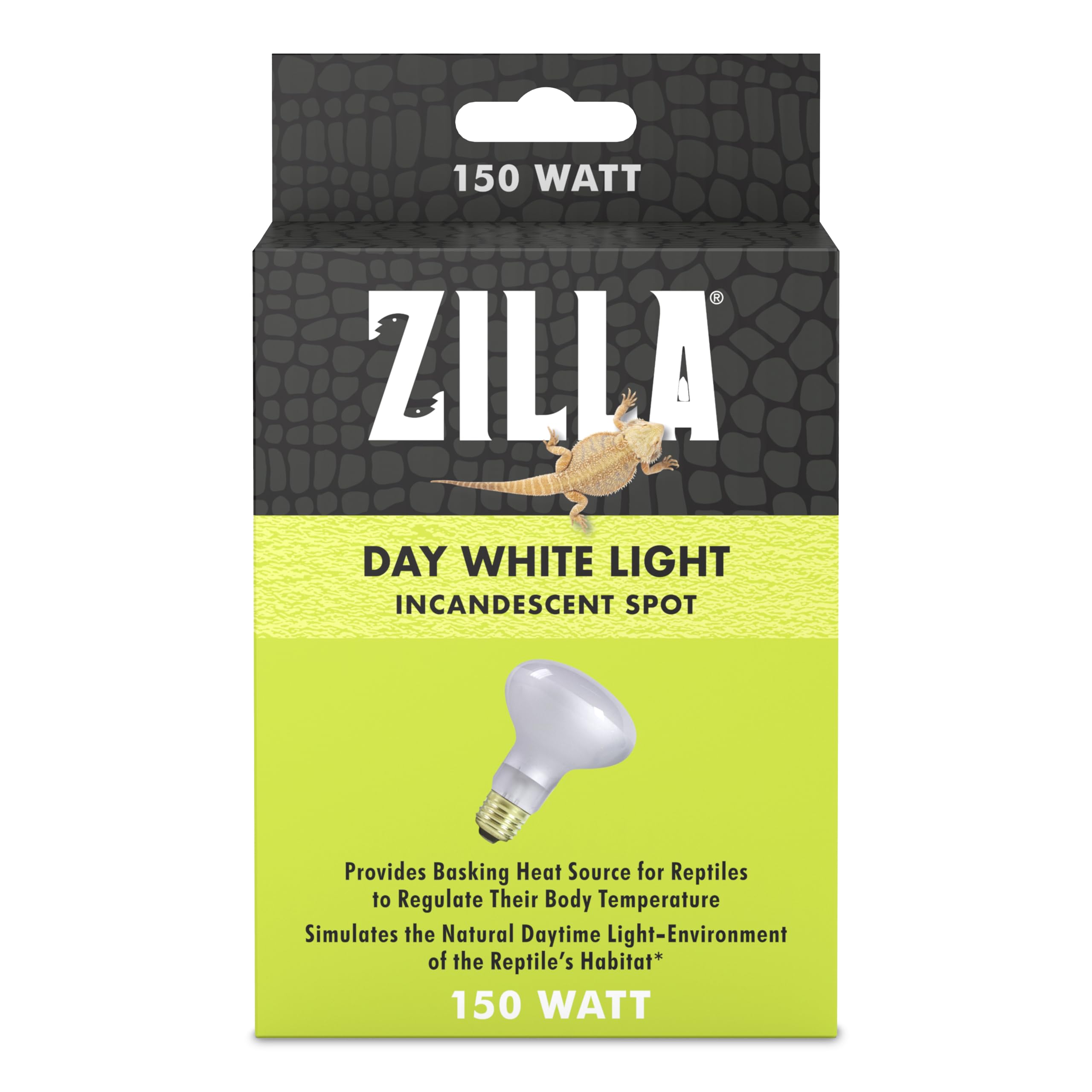 Zilla 150W Incandescent Heat Lamp For Reptile Terrariums - Day White Glass Bulb