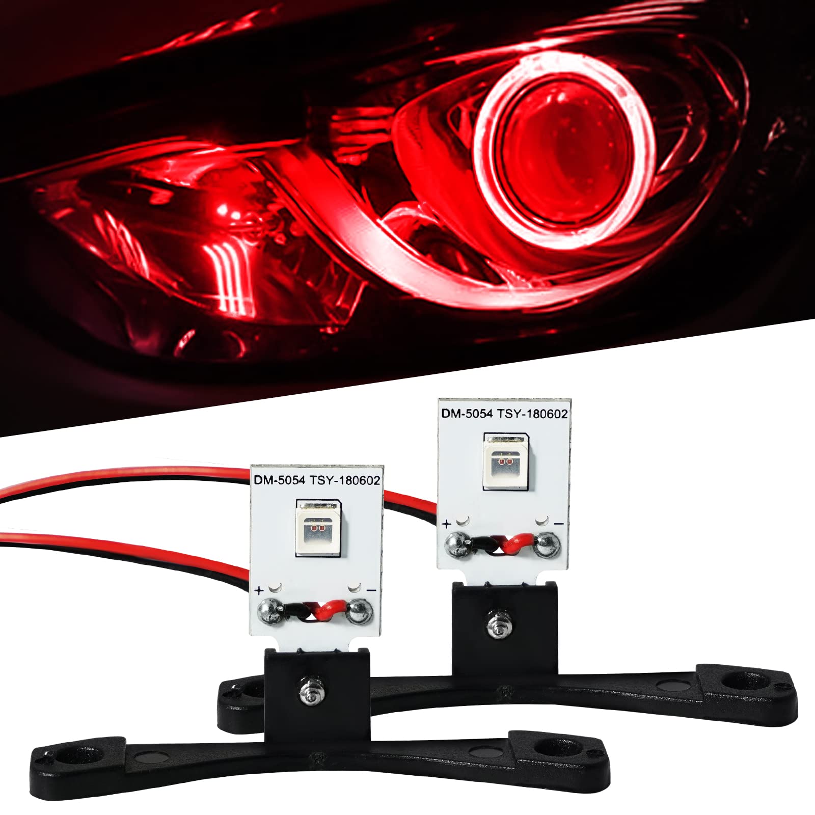 Qasim LED Devil Eye DRL Module for Projector Lens Retrofit, Red, 2-Pack