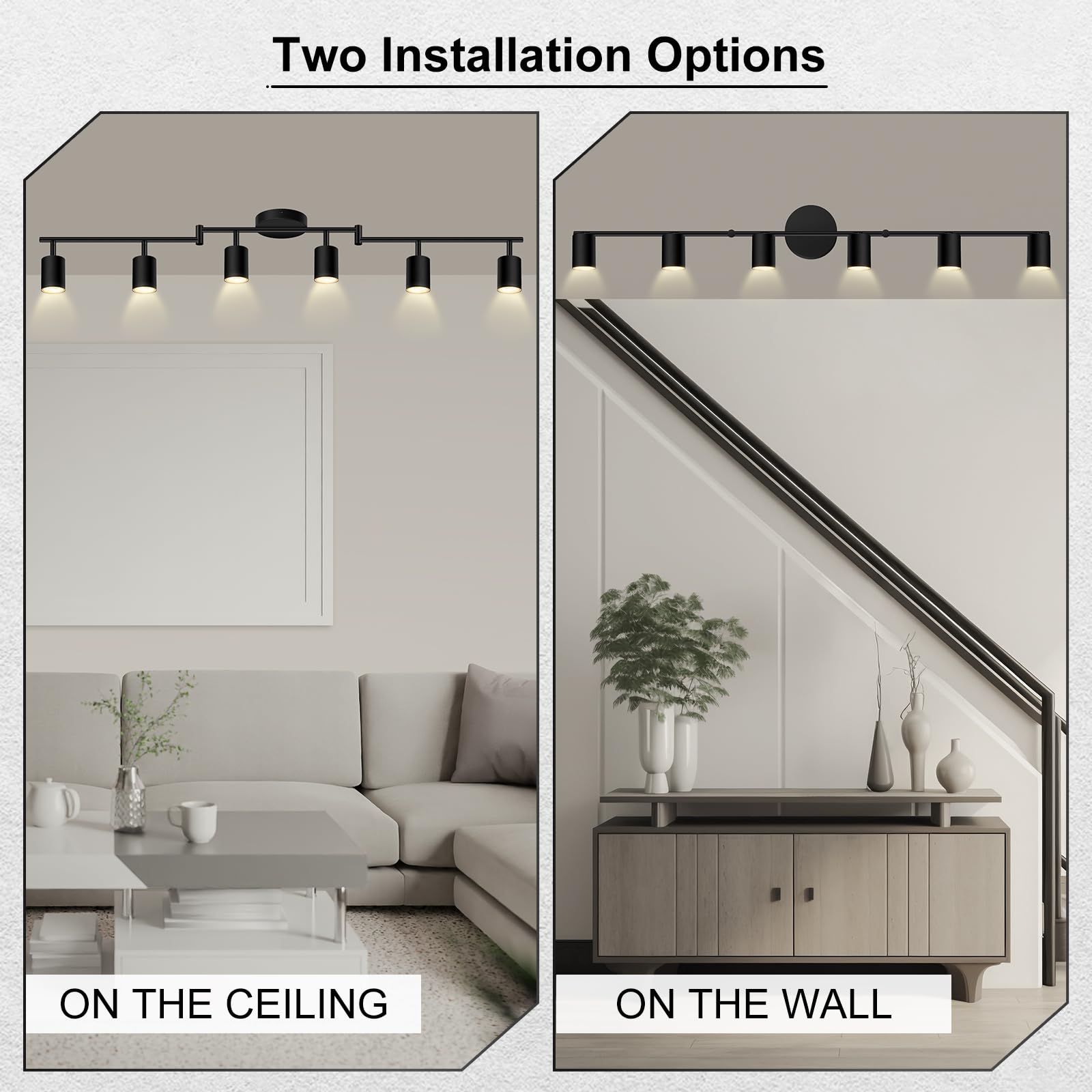 Auquee 6 Light Track Lighting Fixtures Ceiling  Matte Black Kichen Track Lighting Fixtures With Rotatable Light Heads  Foldable Lamp Arms  Modern Led Track Lights For Kitchen/Hallway  No Gu10 Bulb