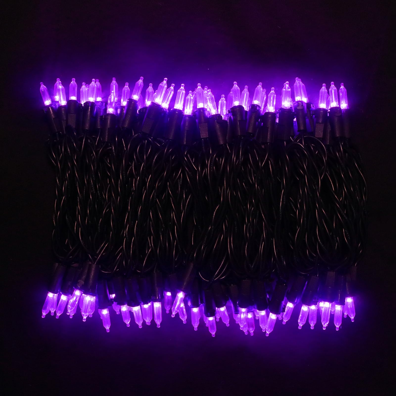 MULTI-SPARKING Purple Halloween LED String Lights - 100 Count, 33ft Black Wire, UL Certified, Connectable, 2 Pack