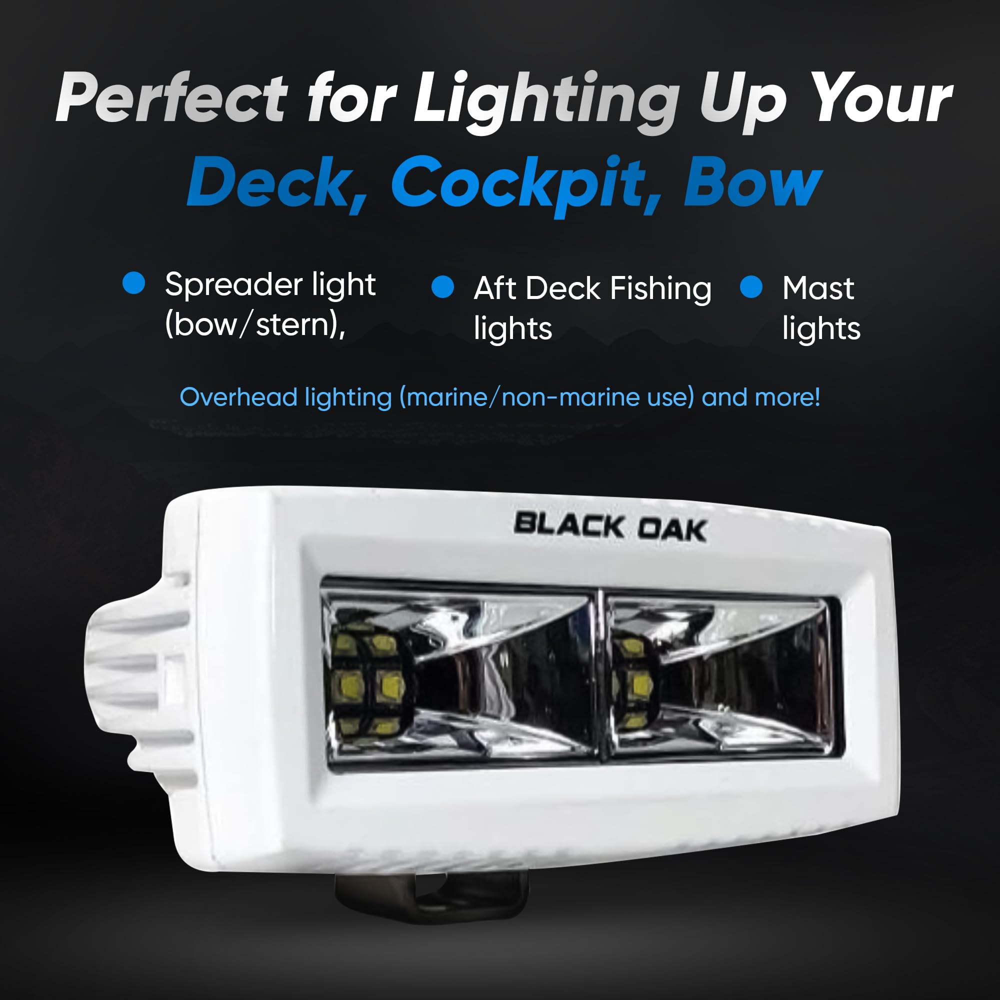 Black Oak Marine LED Spreader Light - 40W, 120° Beam, 3,120 Lumens, IP69K, 2-Inch, White, Model 2-MS-S