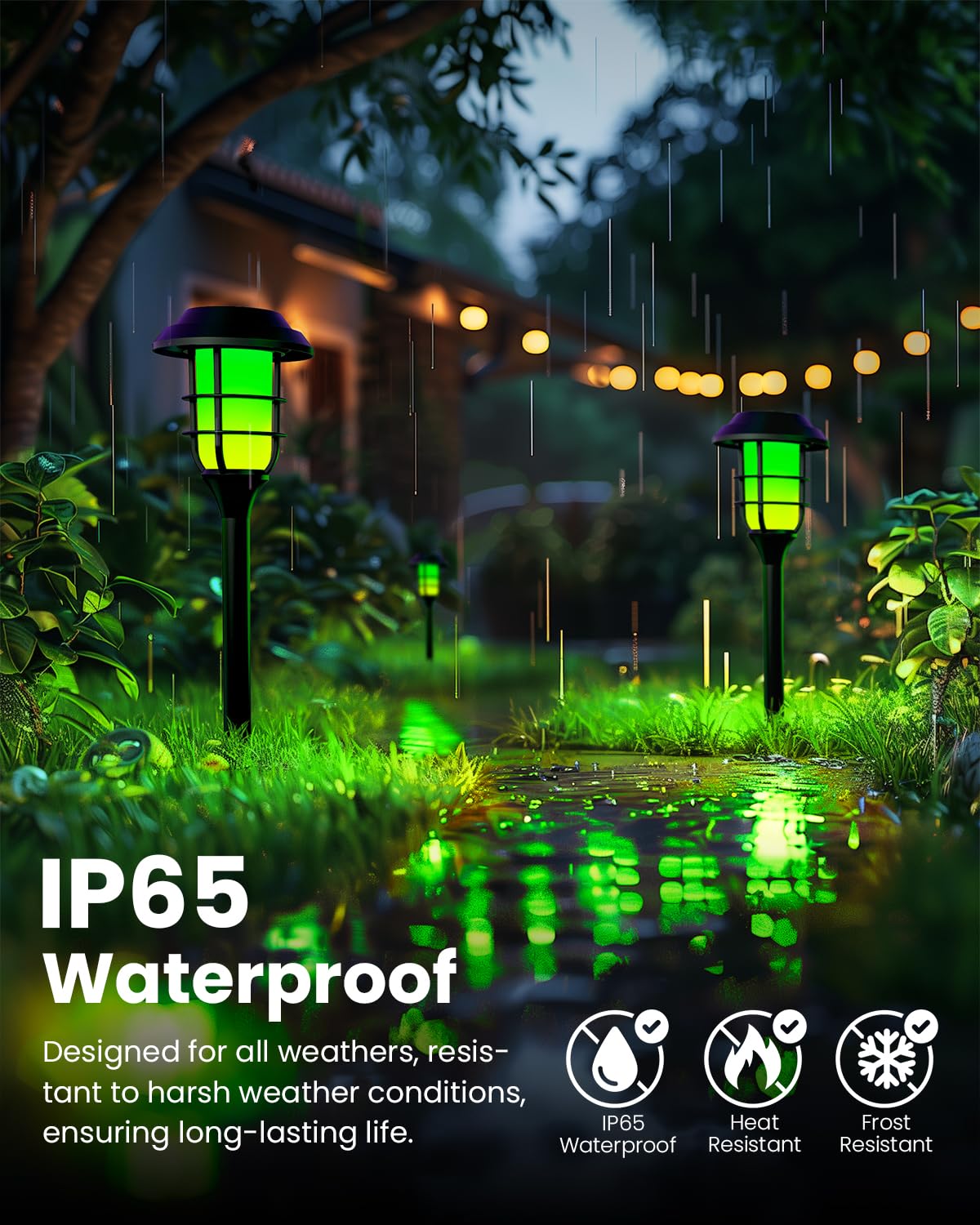 Hmdecor Solar Lights Outdoor, 3 Pack Solar Torch Light With Green Flickering Flame ,Solar Garden Lights Waterproof For Outdoor D