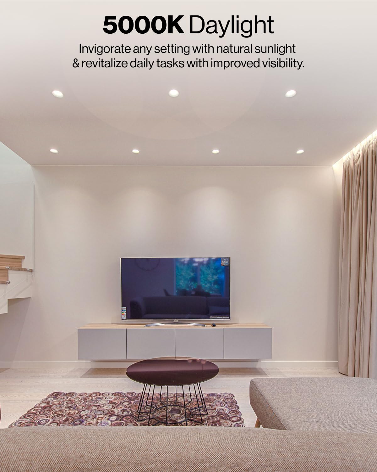 Sunco 4 Pack Retrofit Led Recessed Lighting 4 Inch, 5000K Daylight, Dimmable Can Lights, Baffle Trim, 11W=60W, 660Lm, Damp Rated