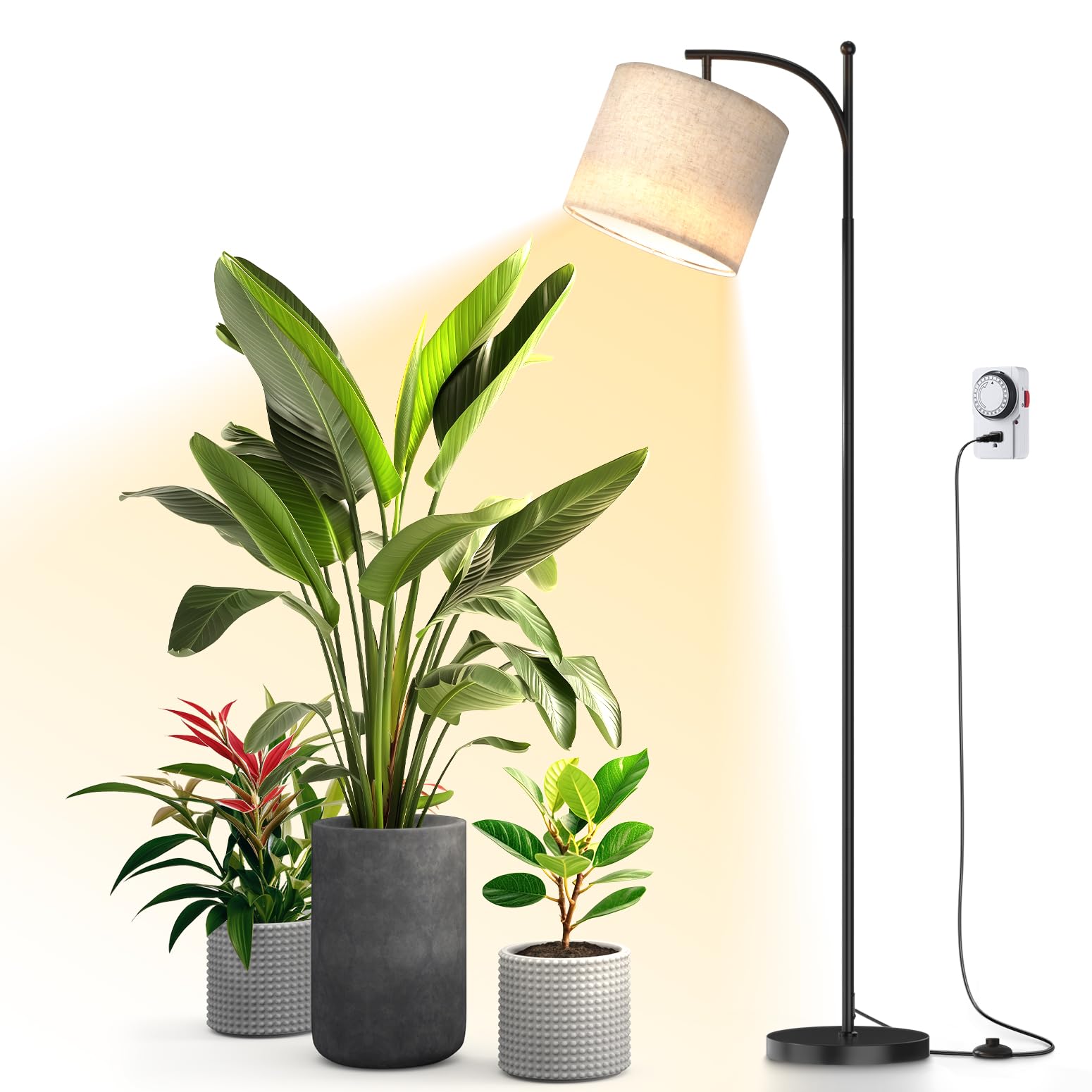Bstrip Floor Grow Lights For Indoor Plants Full Spectrum, 3000K Tall Plant Light, 25W Led Grow Light With Stand Floor Lamp With Auto On/Off Timer Function, Angle Adjustable