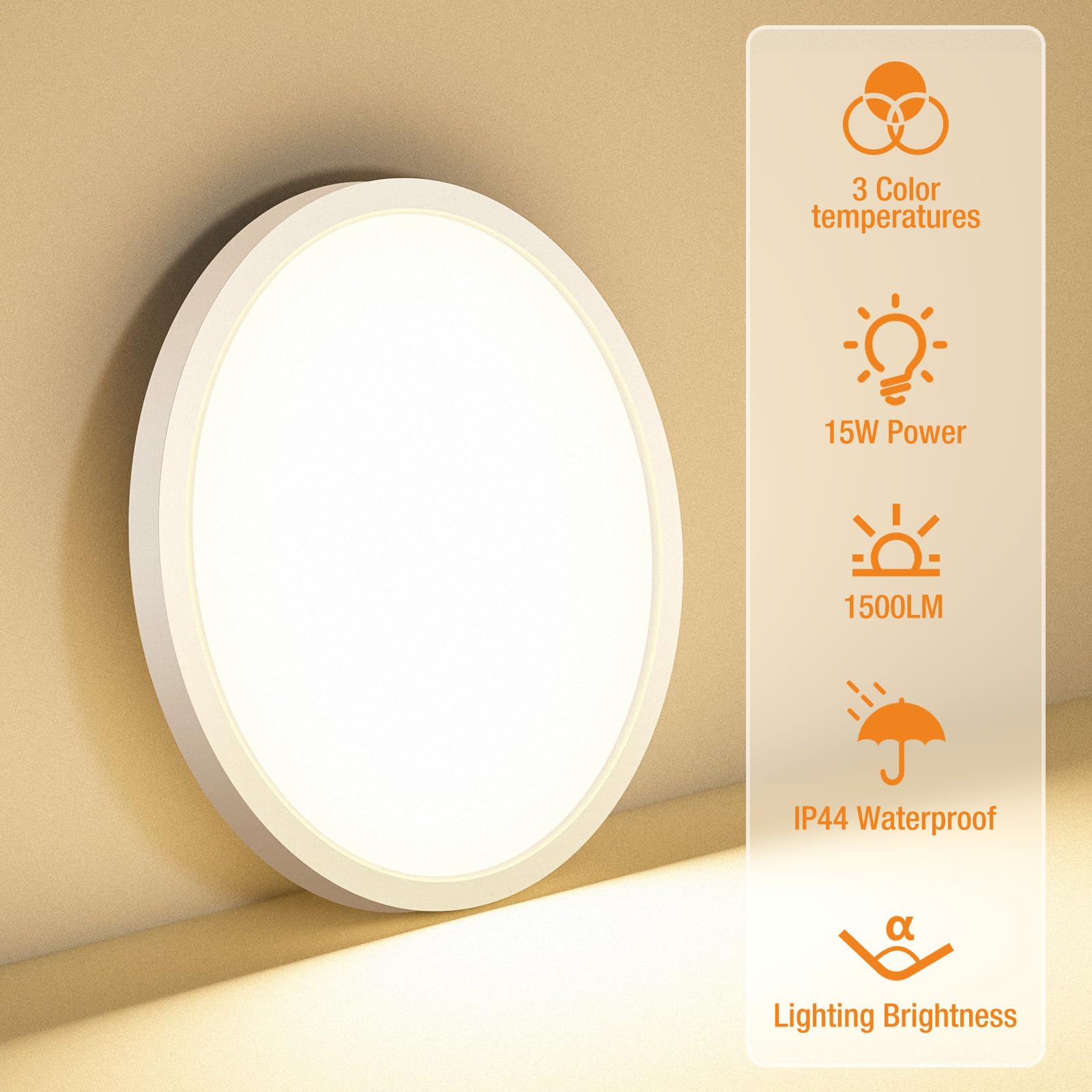 24Pack Led Flush Mount Ceiling Light Fixture, 3000K-4000K-6500K & 100W Equivalent Modern Kitchen Recessed Ceiling Lamp 15W 1500L