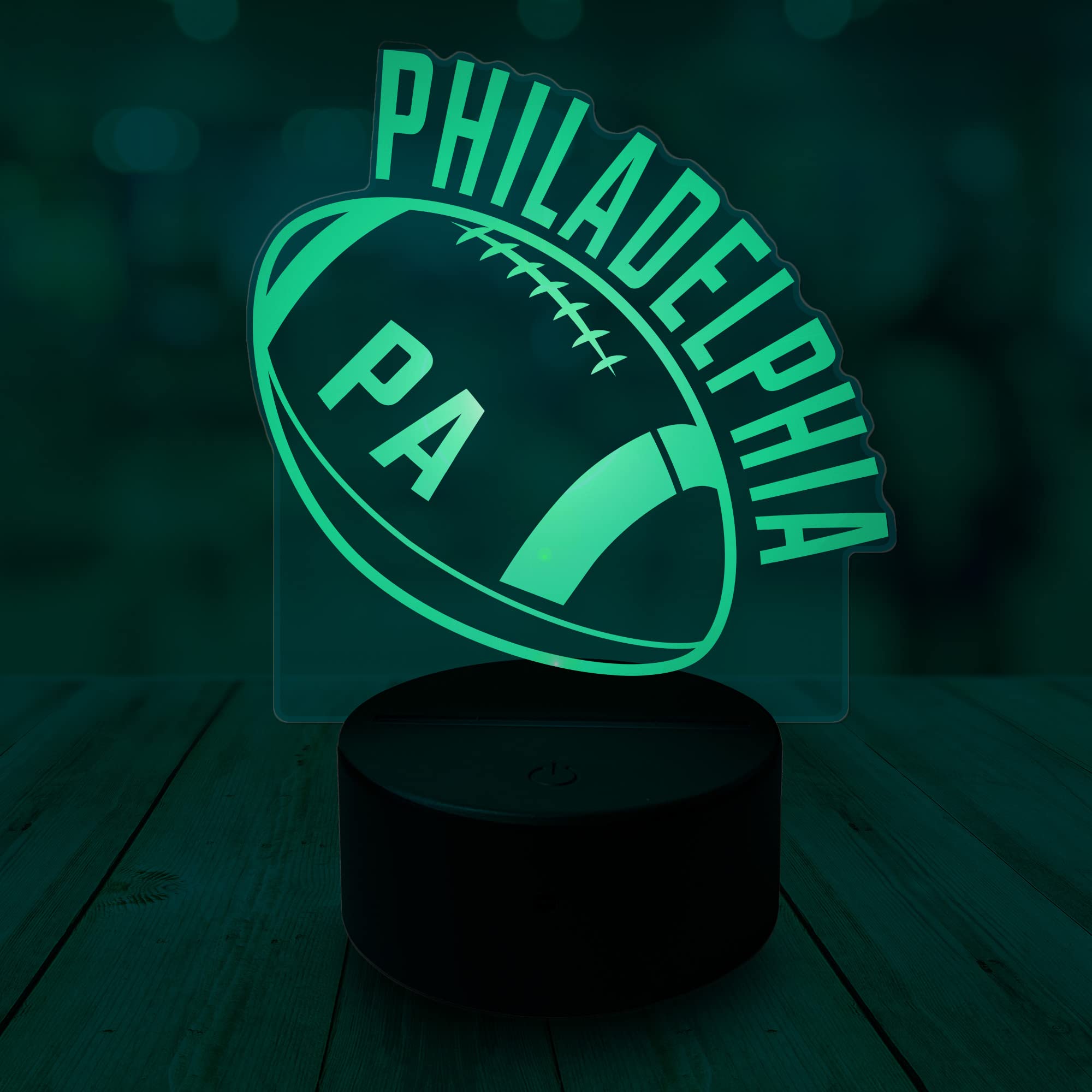 CLORURBANLIVE 3D Football Philadelphia Night Light 3D Illusion Lamp for Boys Gift 16 Changing Color Remote Control Kids Room Bal