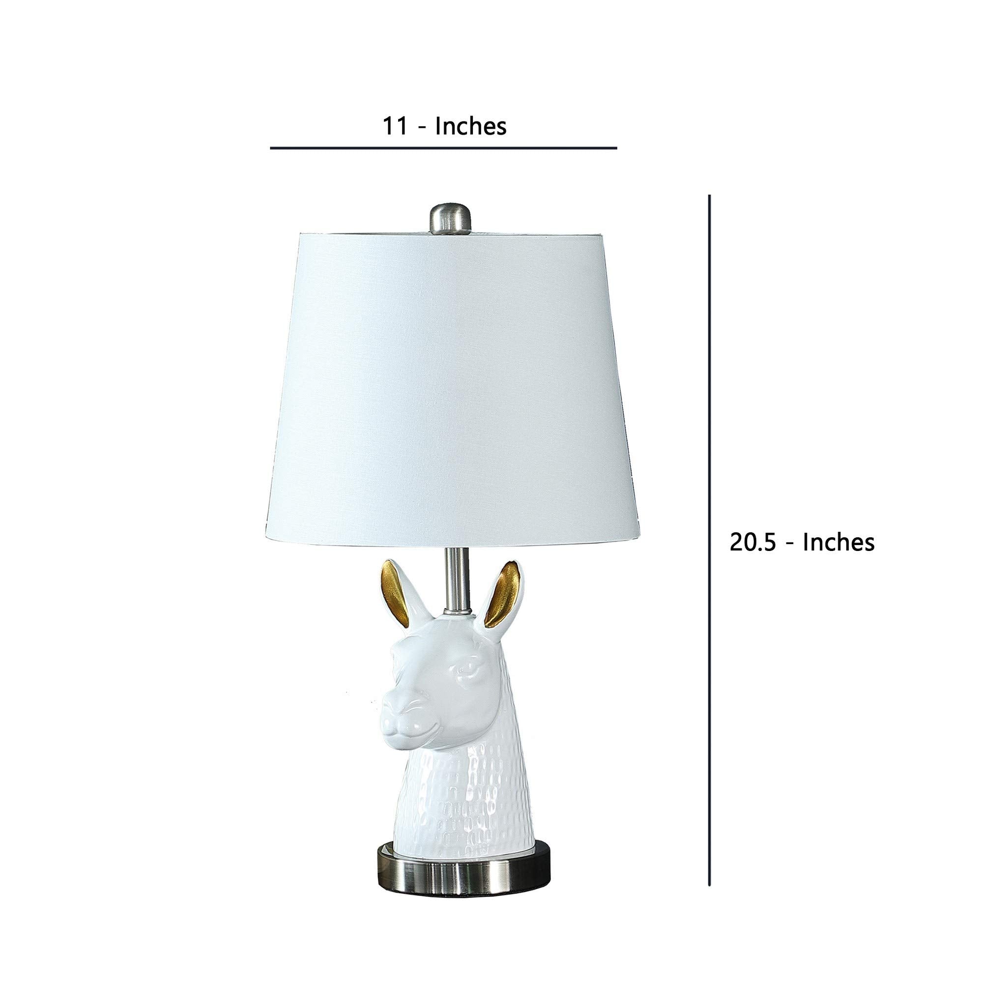 Benzara Metal Table Lamp with Llama Head, White - Model BM233935