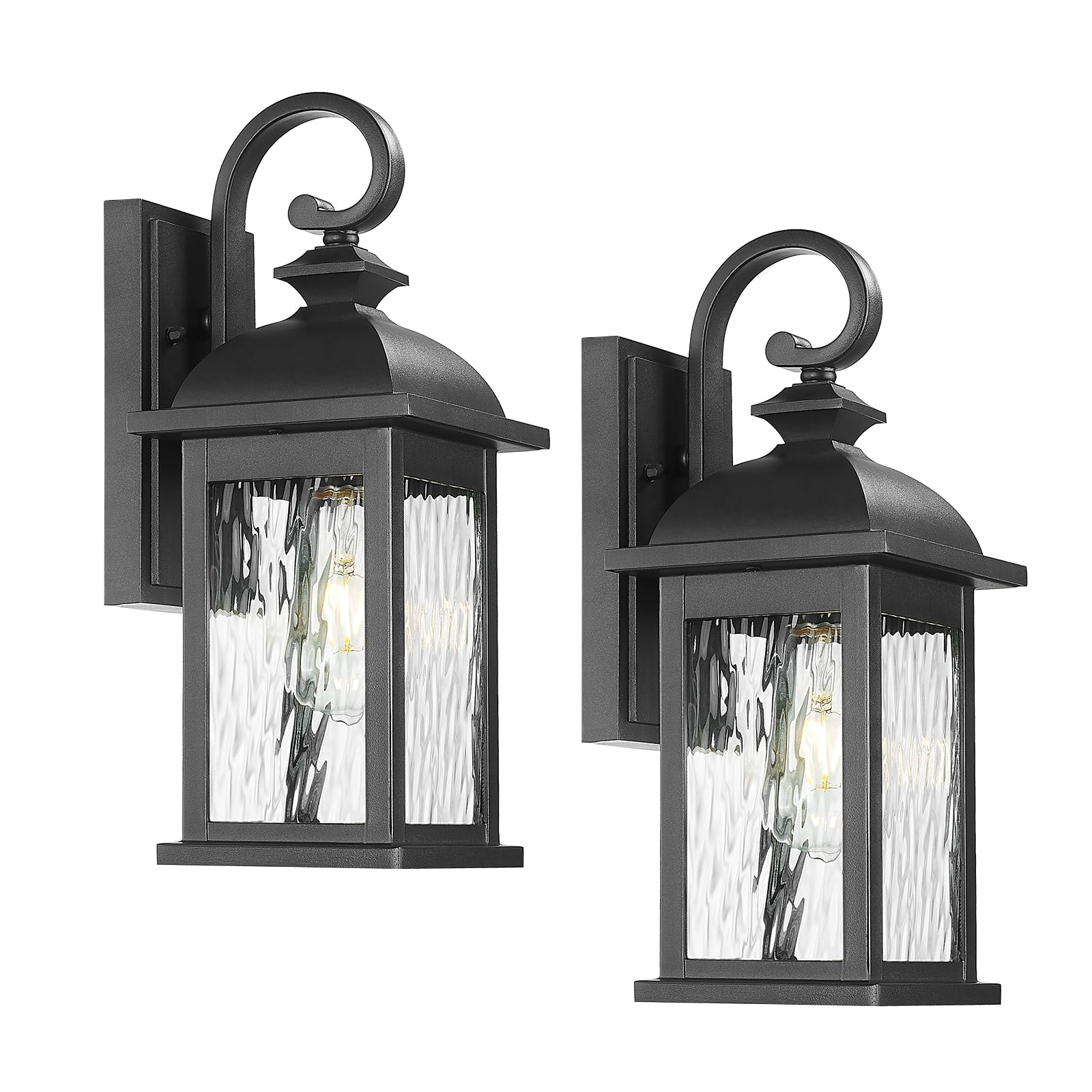 FEMILA Exterior Wall Sconce, 2 Packs Outdoor Waterproof Wall Lights Fixture, 15'' Wall Lantern for Porch, Anti-Rust Matte Black 