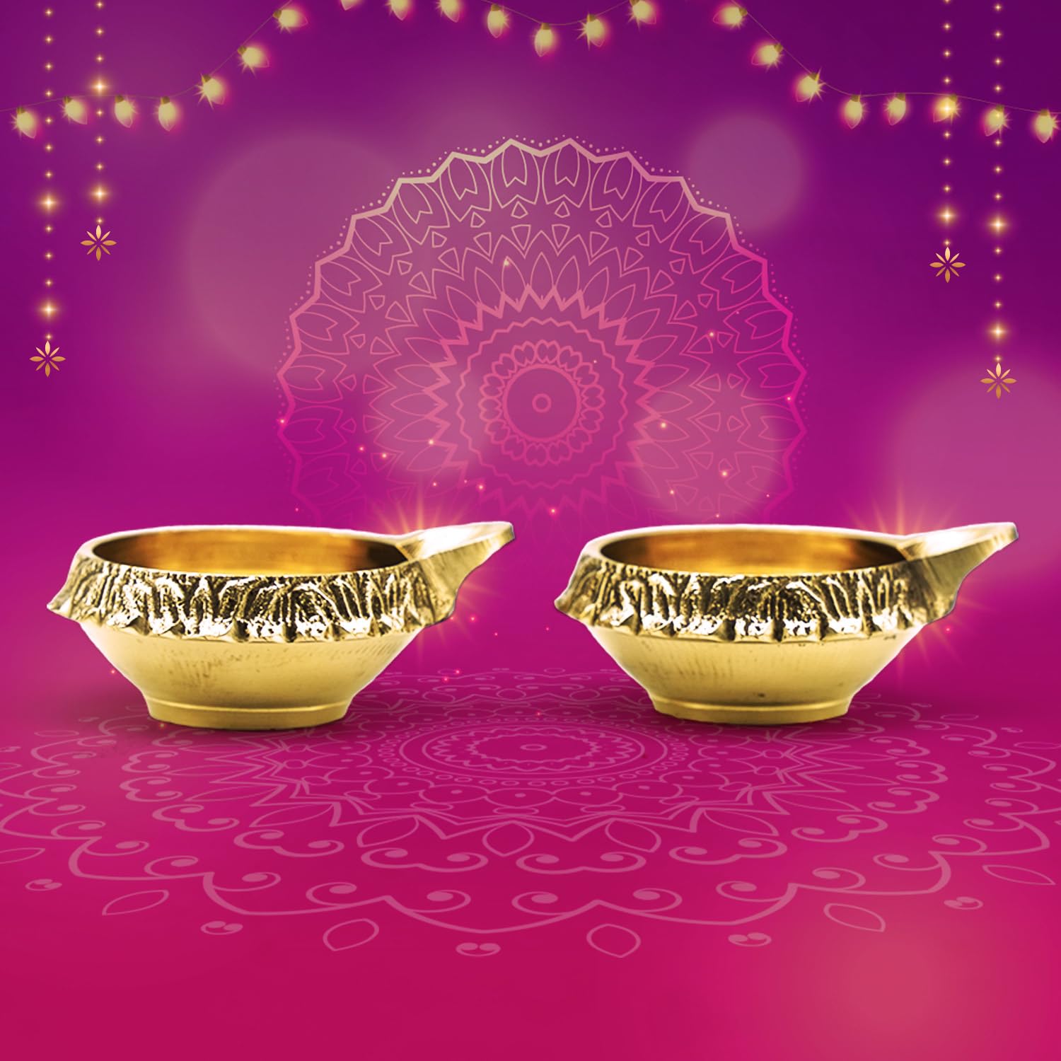 Dalvkot Brass Kuber Diyas Oil Lamps Set for Puja Room Decoration and Diwali Festival (2)