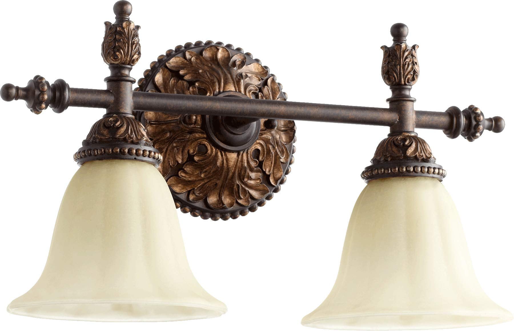 Quorum International Two-Light Vanity Light, Rio Salado Collection, Toasted Sienna/Mystic Silver, Model 5157-2-44, Glass