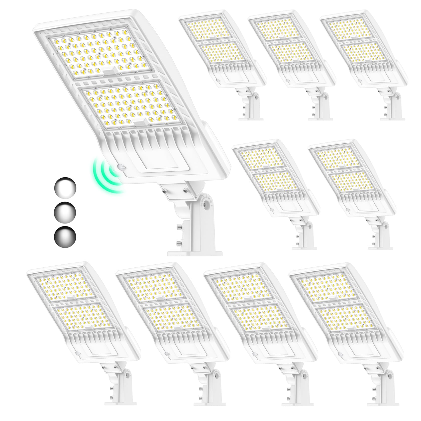 BBESTLED 10Pack 400W LED Parking Lot Lights Arm & Slip Fitter Mount Dusk to Dawn, 400W/320W/240W Outdoor Shoebox Pole Lights Com