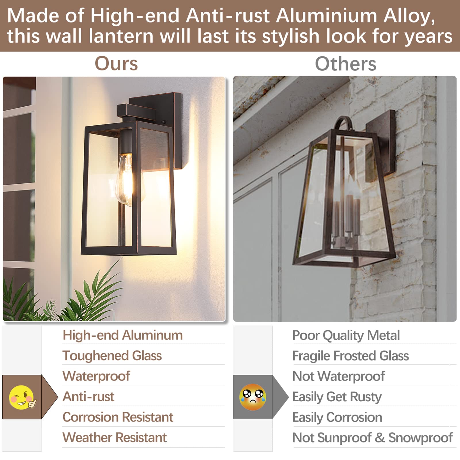 Maxvolador Outdoor Wall Lantern, Large Exterior Waterproof Wall Sconce Light Fixture, Oil Rubbed Bronze Anti-Rust Mount Lights,