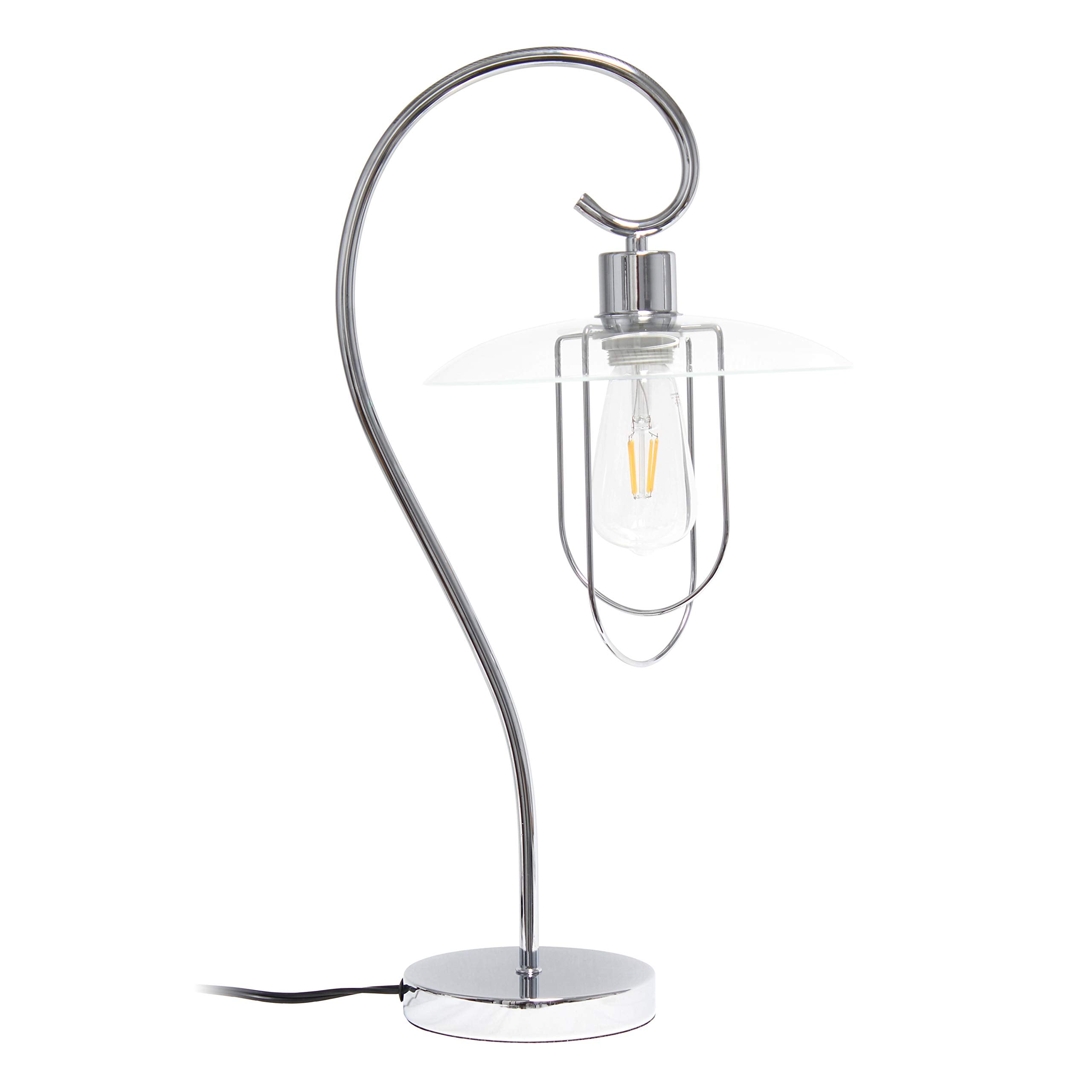 Simple Designs LT1086-CHR Modern Metal Table Lamp, Chrome, Iron Material
