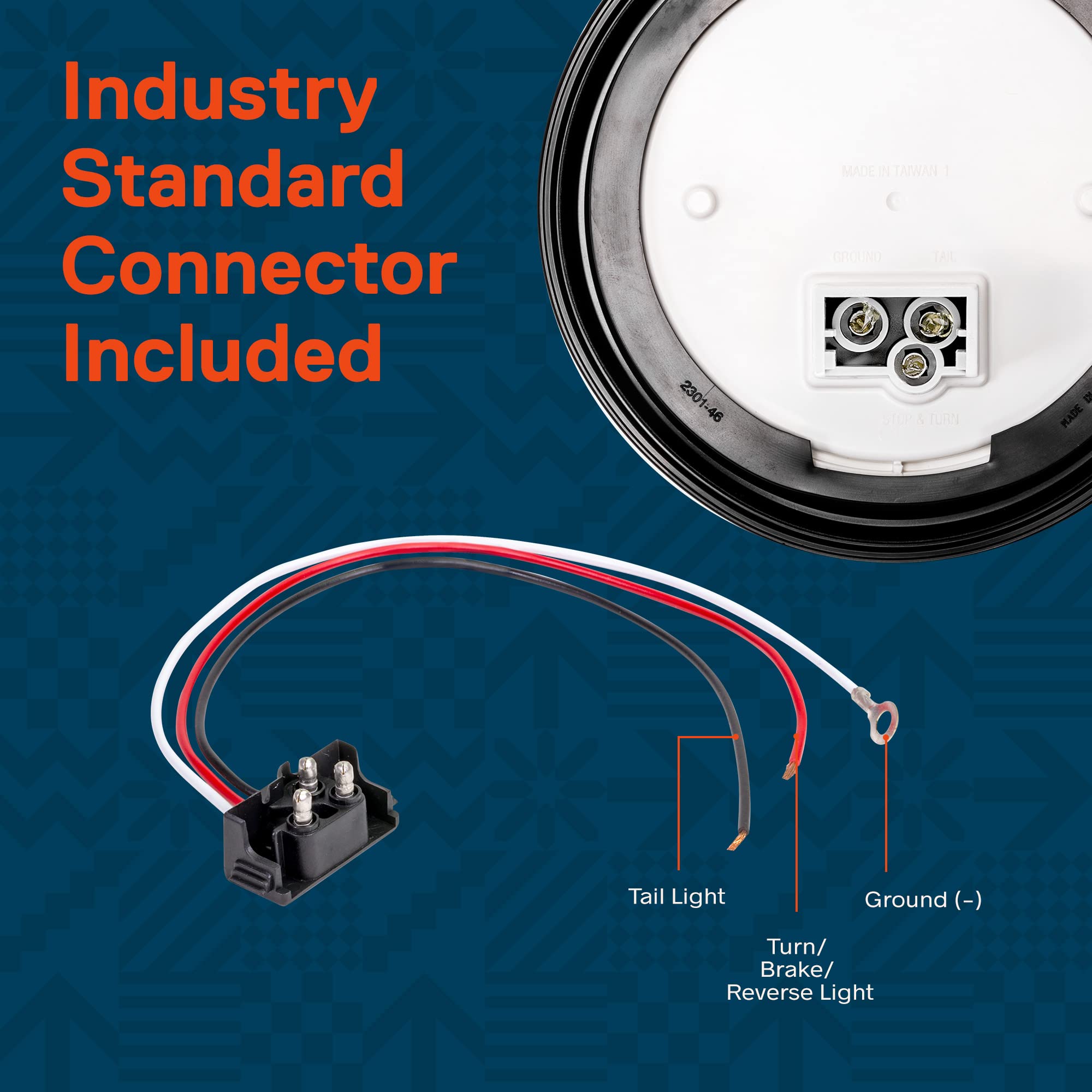 TRUE MODS 2pc 4 Round Amber 10 LED Trailer Tail Lights [DOT FMVSS 108] [SAE I6] [Grommet & Plug] [IP67 Waterproof] Park Turn Boa