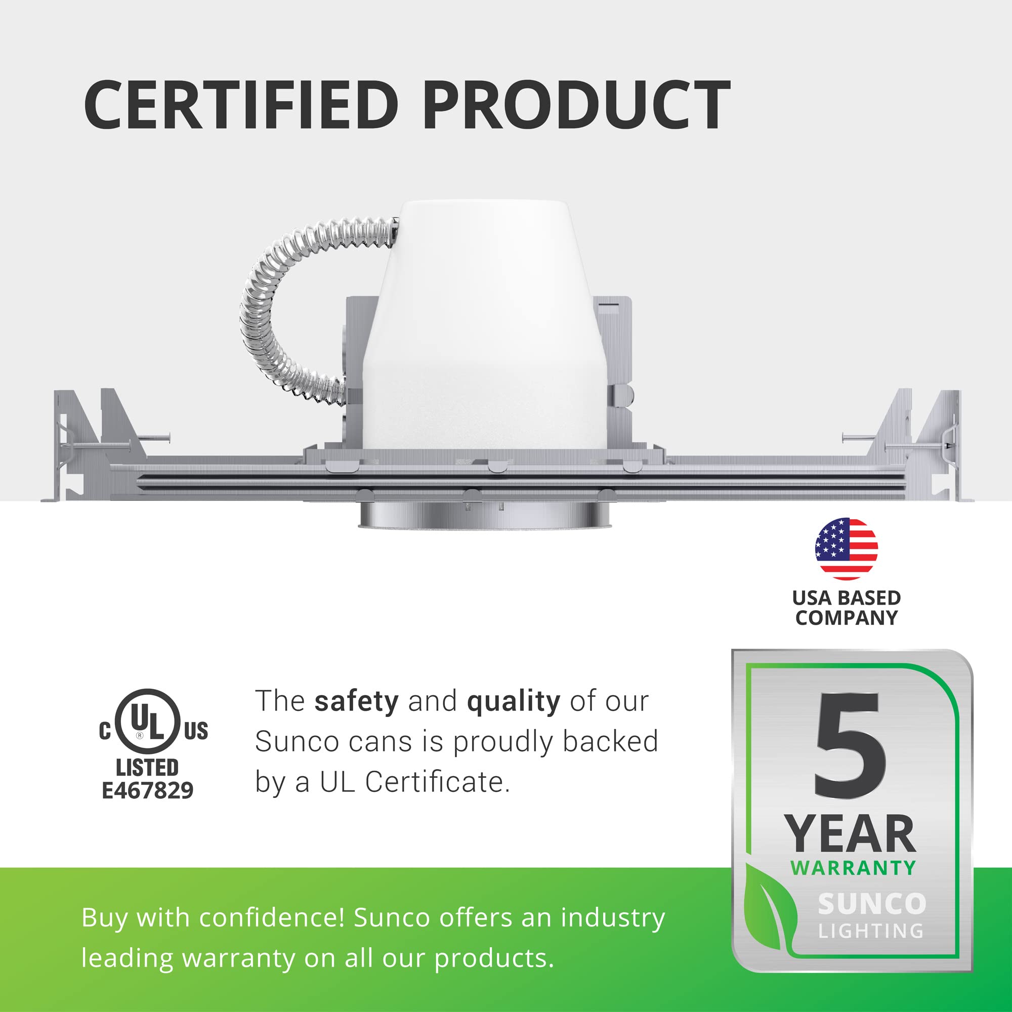 Sunco 4 Inch Recessed Lighting Housing Can Light New Construction, Air Tight Steel Ceiling Can, 120-277V, Hard Wired, Tp24 Connector, Easy Install, Ic Rated, Ul Listed 6 Pack