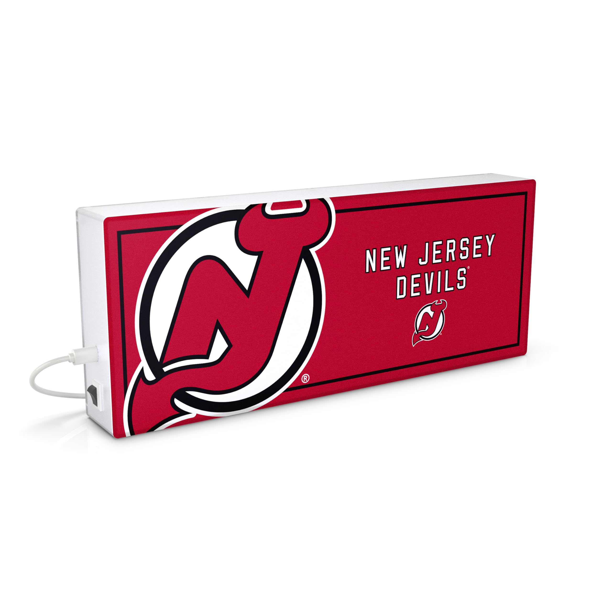 SOAR NHL LED Ambience Light Box: Elevate Your Space with Officially Licensed Wall D  cor, New Jersey Devils