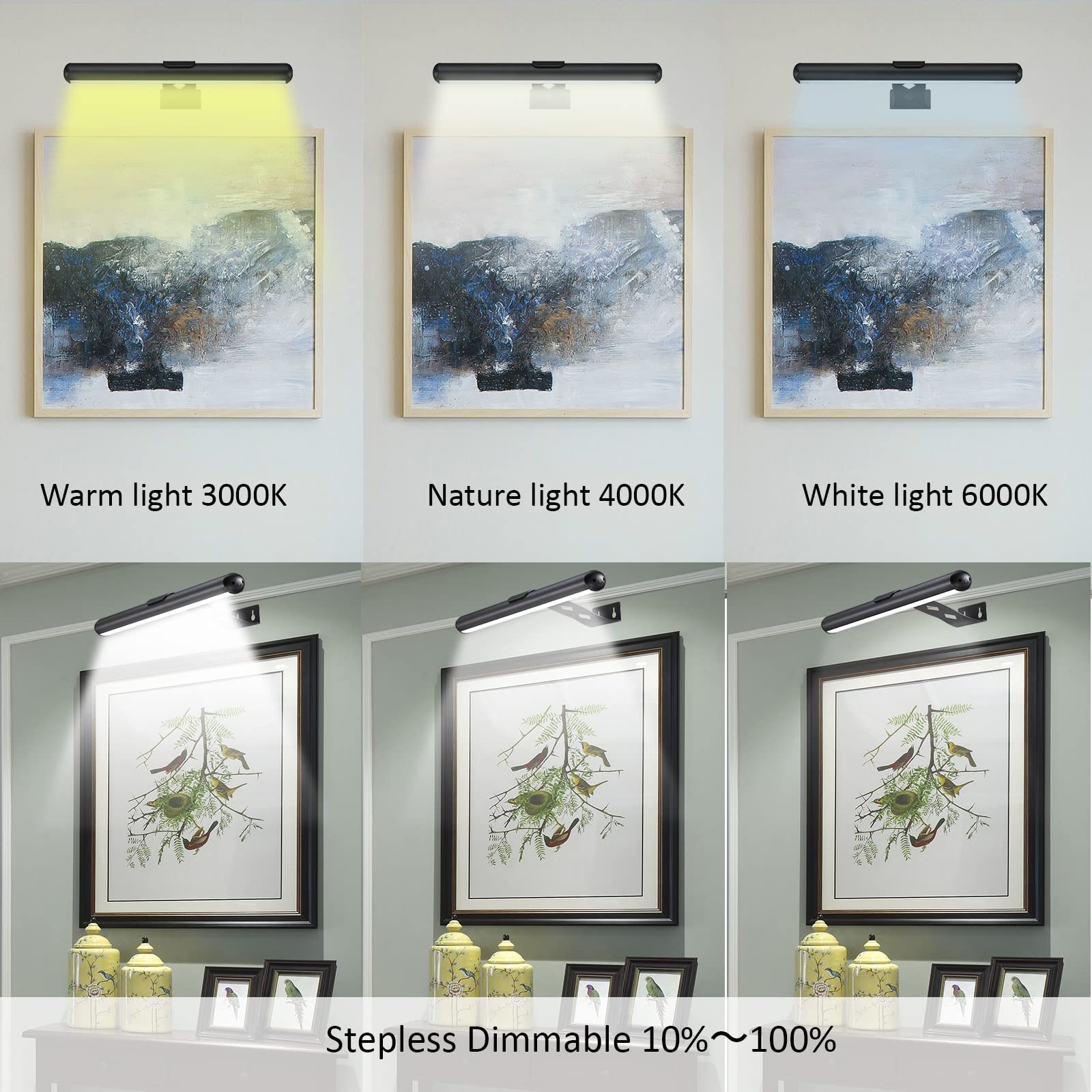 Mioblue Rechargeable Picture Lights With Remote,Full Metal Painting Light Display Led Battery Lamp With 3 Lighting Modes, Dimmab