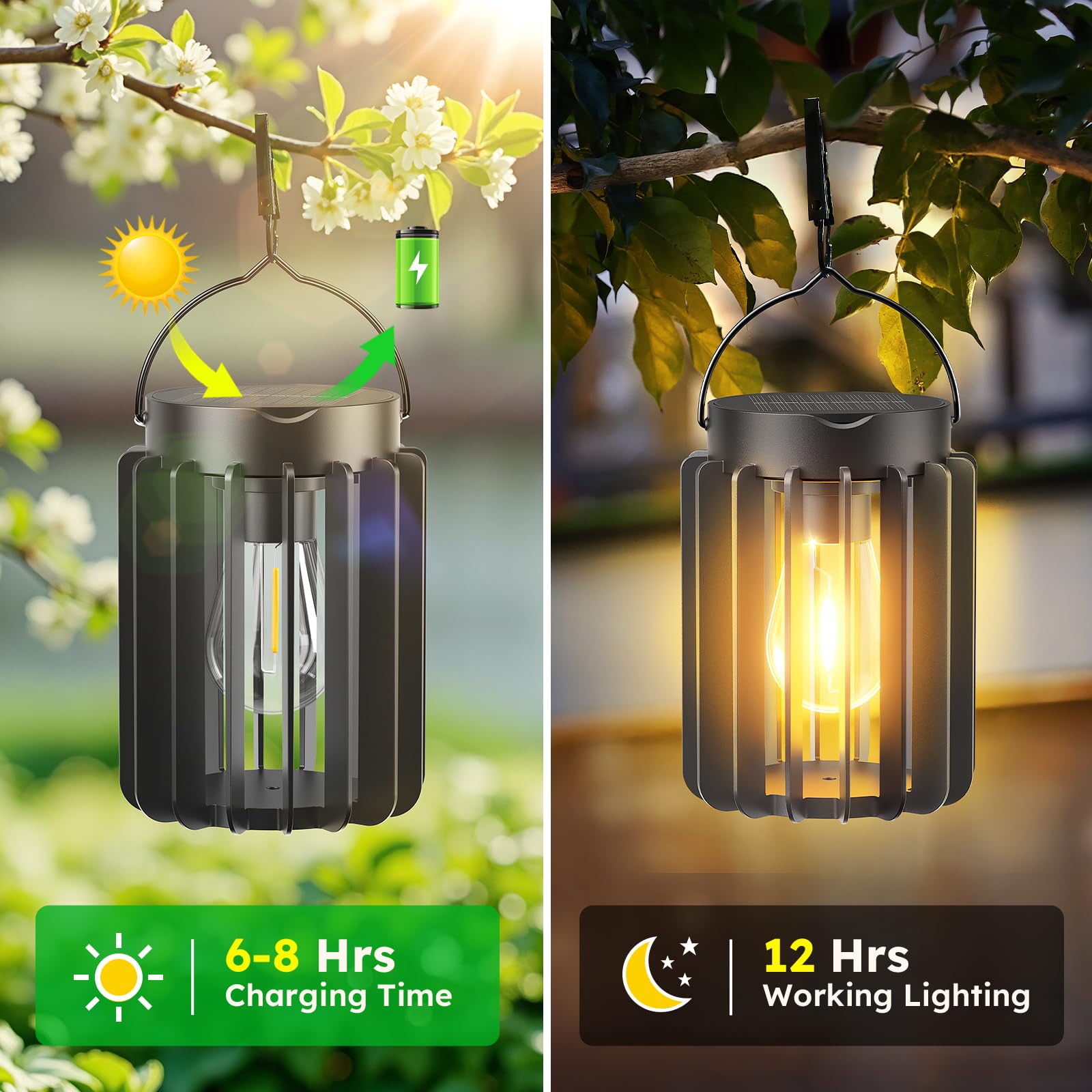 Ahaorigin Solar Lanterns Outdoor Waterproof  Brighter Up To 12 Hrs Outdoor Hanging Solar Lights  Outside Hanging Lanterns For Garden Porch Patio Yard Decor  Gifts For Women Mom Father Black 2 Pack