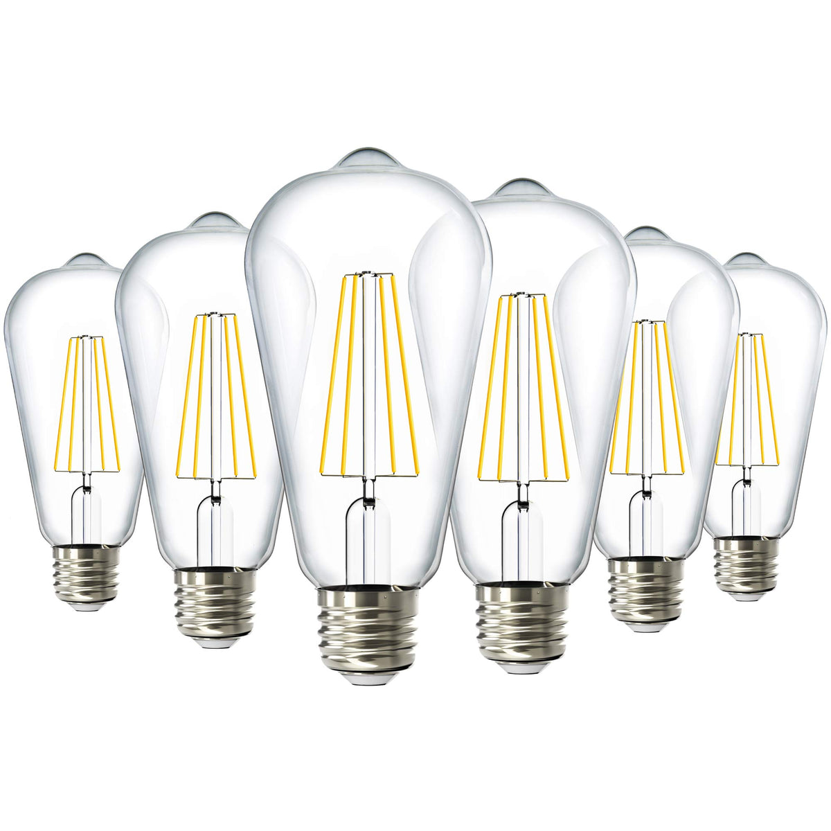 Sunco 6 Pack Dusk To Dawn Led Outdoor Lights Bulb, St64 Edison Style Automatic Light Sensing Bulbs, 800 Lm, 7W (60W Equivalent),