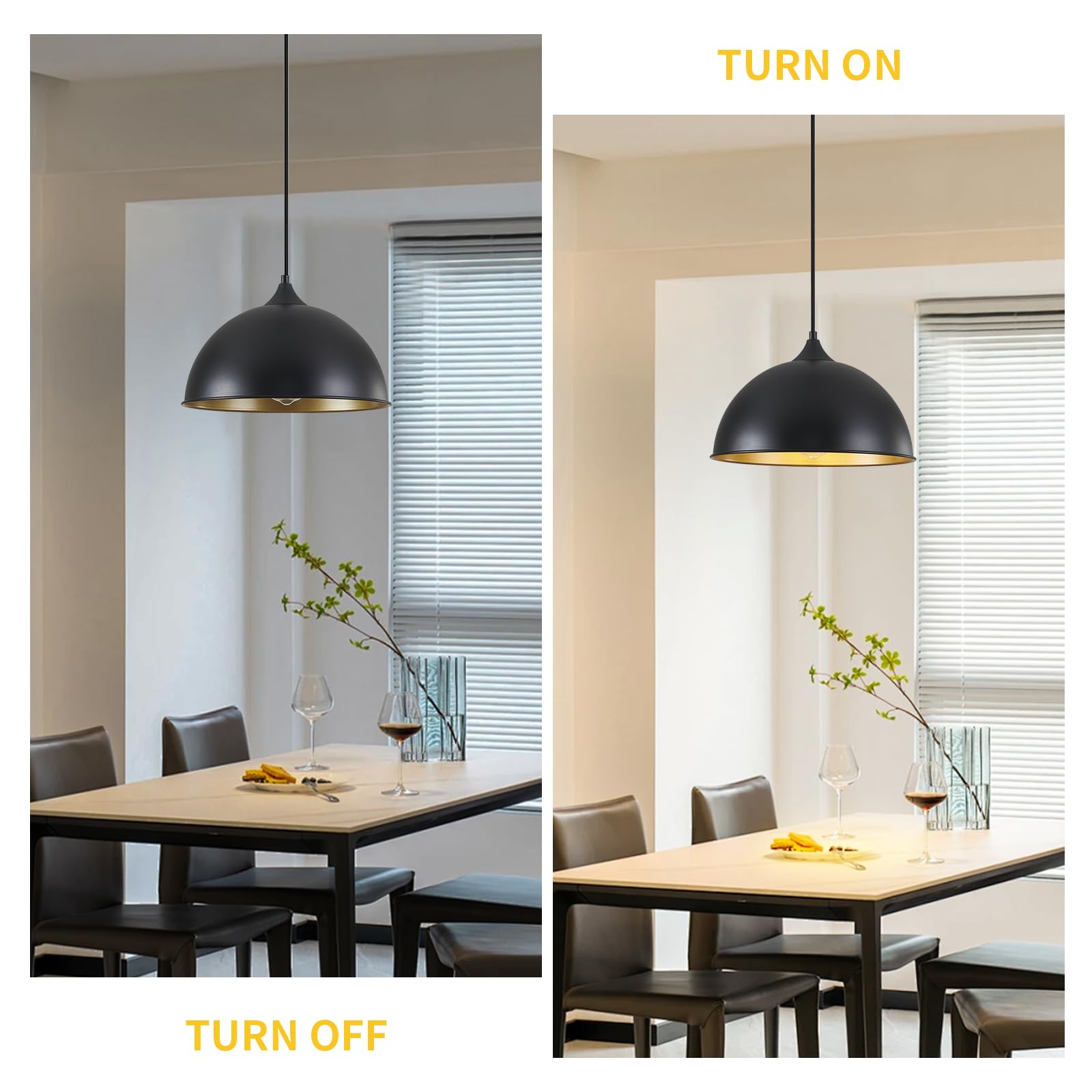 Miaybph Pendant Lights Kitchen Island, 12'' Black And Gold Dome Pendant Light Vintage Industrial Hanging Light Fixtures For Farm