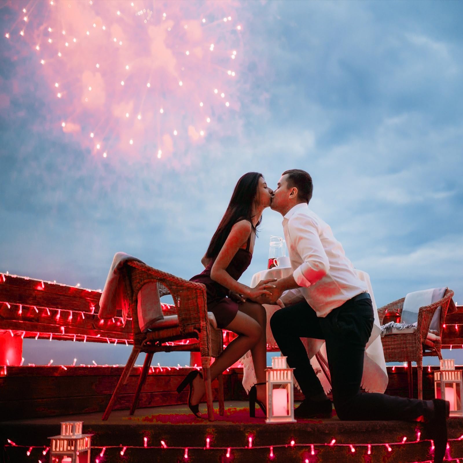 Einiiya 400 Led Red String Lights Outdoor, 132Ft Red Christmas Lights 8 Modes Red Led Lights Clear Wire, Plug In Waterproof Fair