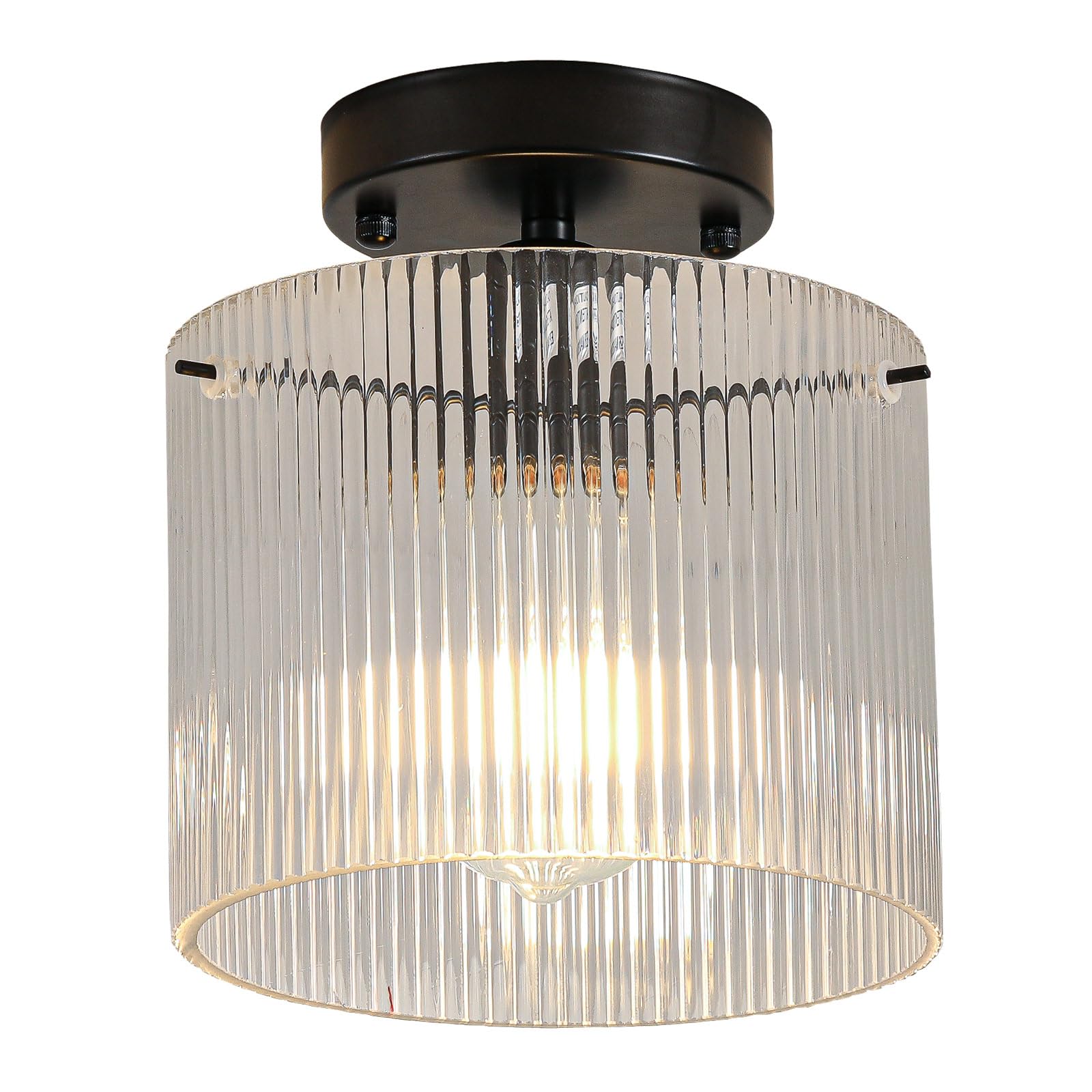 Wochos Modern Semi Flush Mount, Industrial Clear Glass Ceiling Lamp, Crystal, Farmhouse Light for Entryway, Hallway, Kitchen, Di