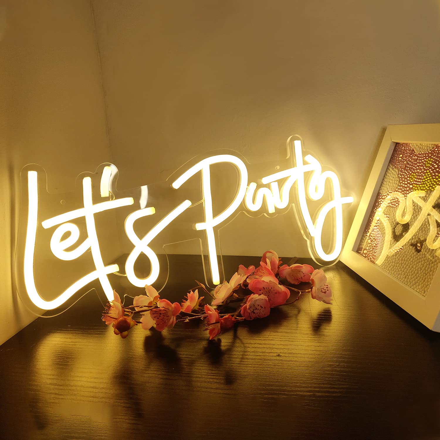 Ajoyferris Neon Light Sign for Wall Decor, Dimmable LED Art, 16in x7in , Acrylic, Warm White