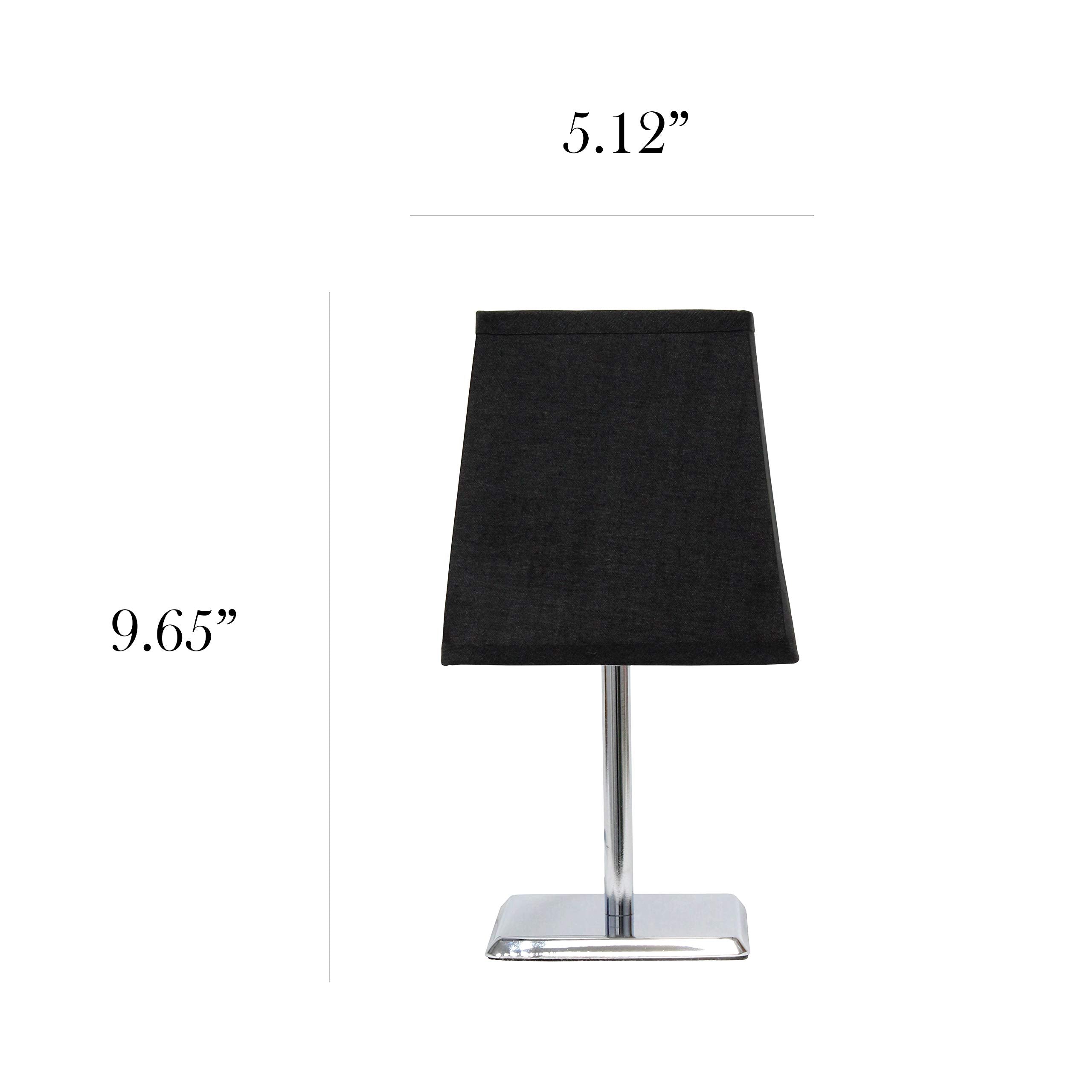 Simple Designs Lt2062-Blk Mini Chrome Table Lamp, Black Fabric Shade, Metal, Pack Of 1