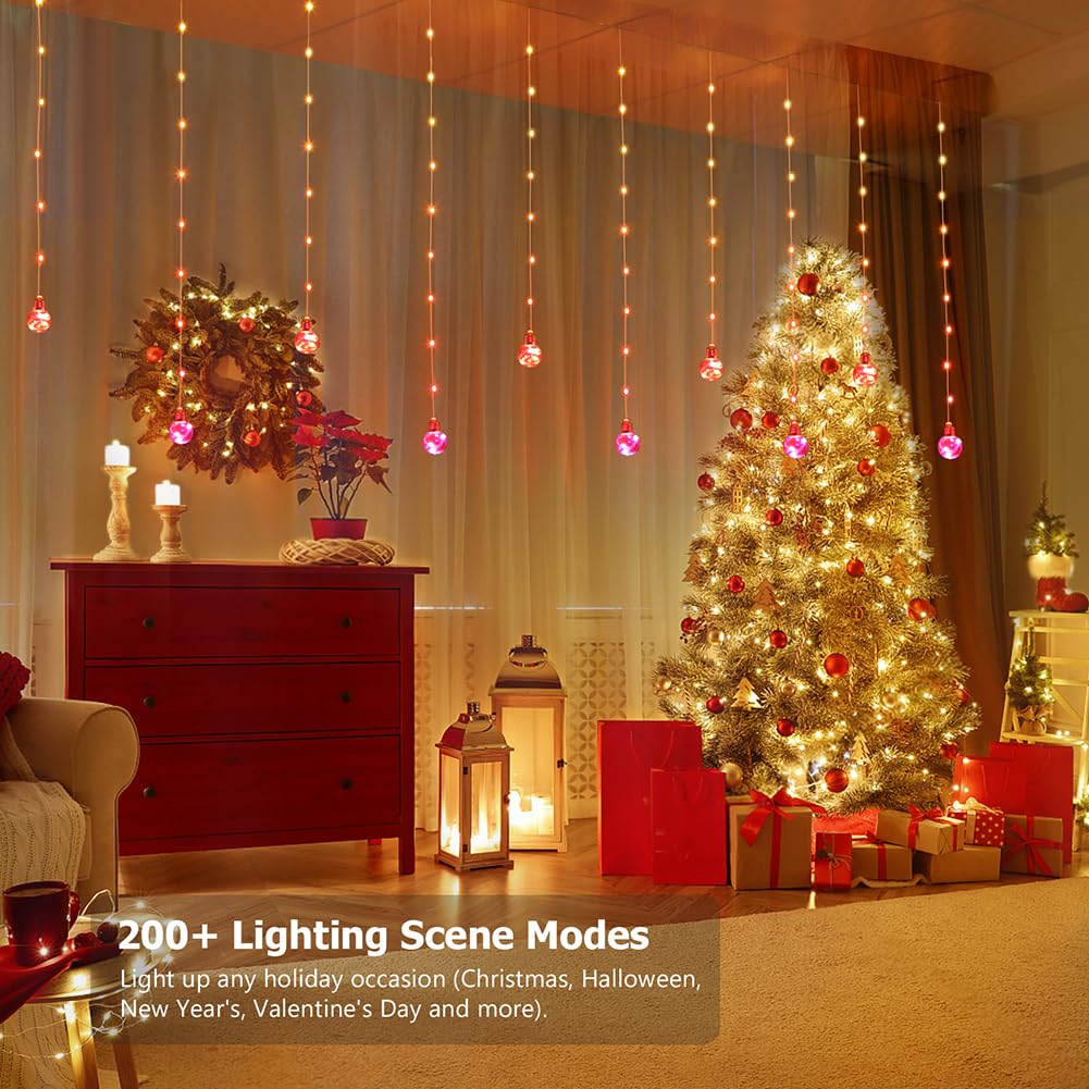 KepStars RGB LED Curtain Lights, 10ft x 3.3ft, Multicolor, Smart APP & IR Remote, 200+ Modes, Model CL-MG-BALL-V01