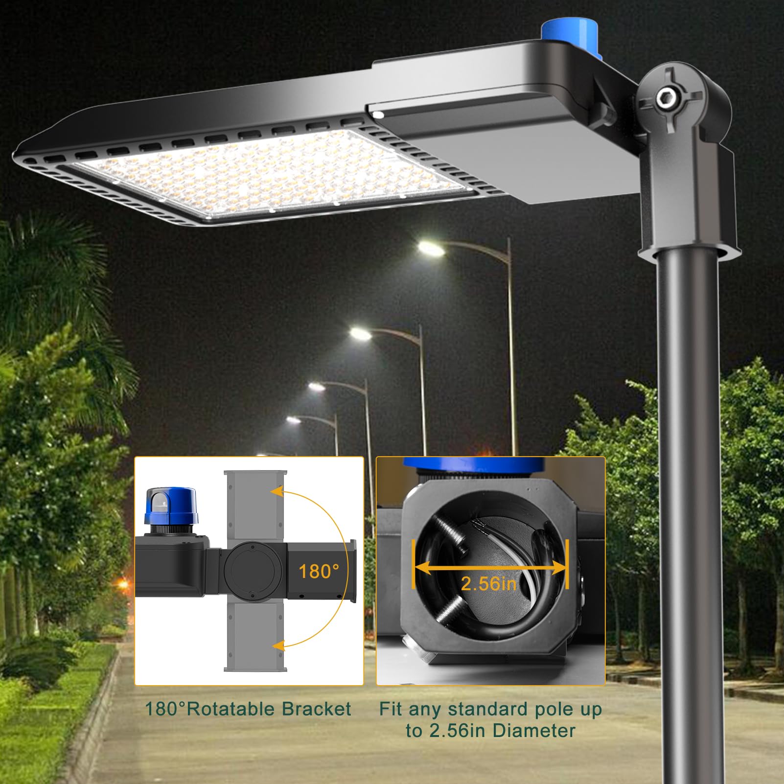 Acohook 600W Led Parking Lot Lighting 90000Lm(150Lm/W) Slipfitter Mount Parking Lot Lights With Smart Photocell 5000K 6Kv Spd Outdoor Waterproof Led Street Light Etl Listed 7 Yrs Warranty 2Pack