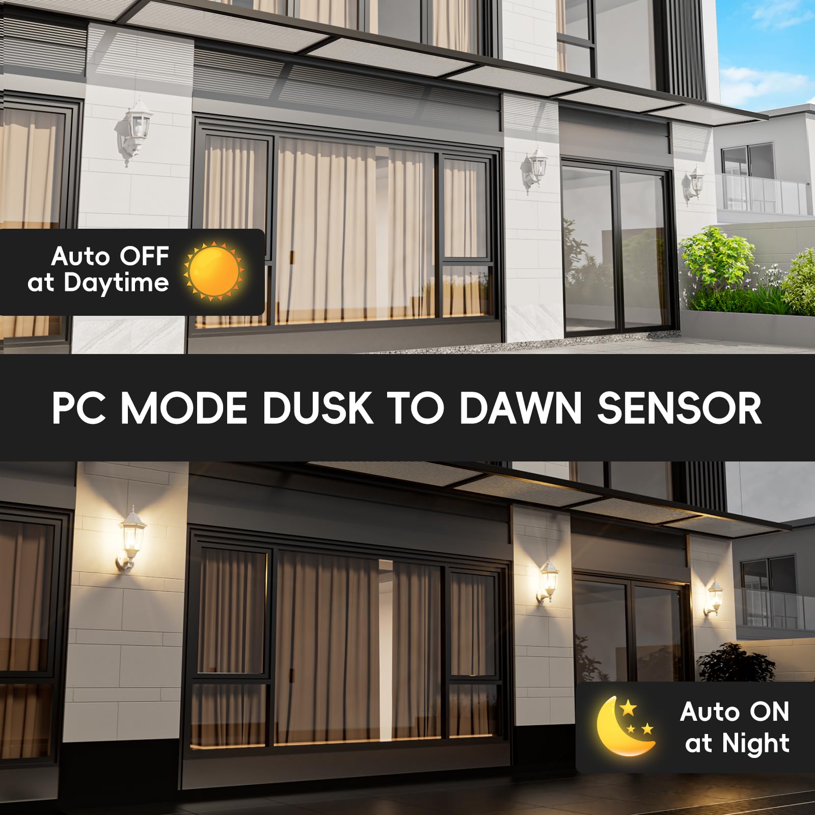 EMART Dusk to Dawn Outdoor Porch Light, Waterproof Aluminum & Glass, White, Model EM-AWGL-1-PS, 1 Pack, Bulb Included