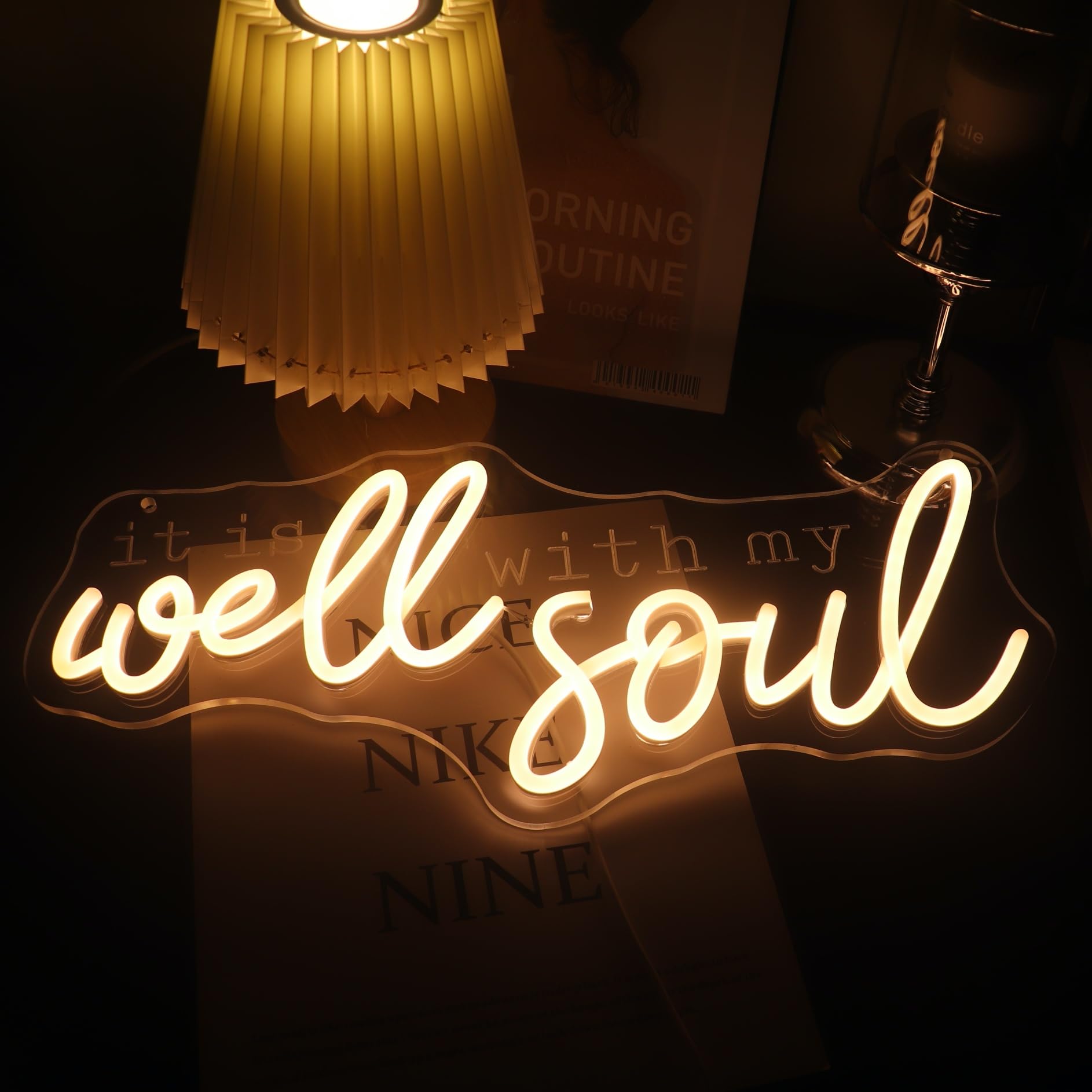 It Is Well With My Soul Decorative Neon Sign  Positive Relax Quotes Led Sign  Christian Gifts Desk Sign Decor For Home Office Wall (Warm White)