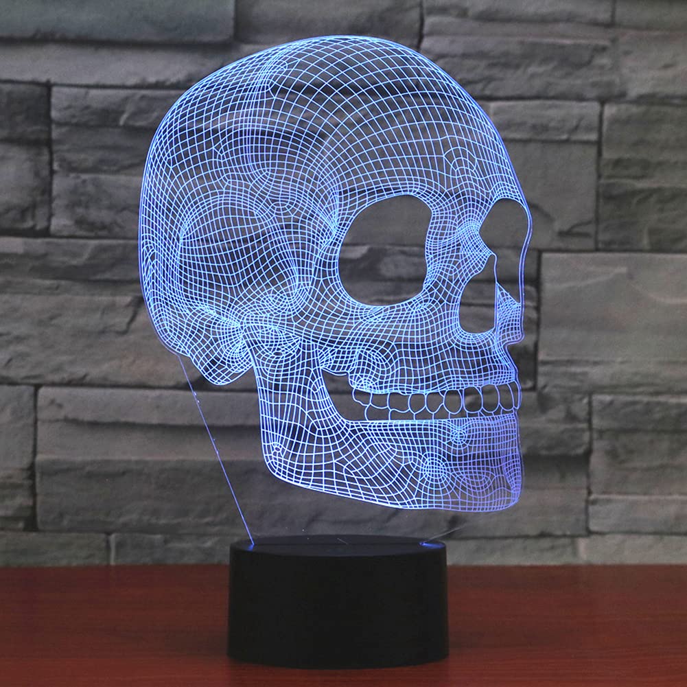 AGWIM 3D Skull Night Light Lamp, USB Touch Switch, 7 Colors, Model 8531, Acrylic, Halloween Decoration