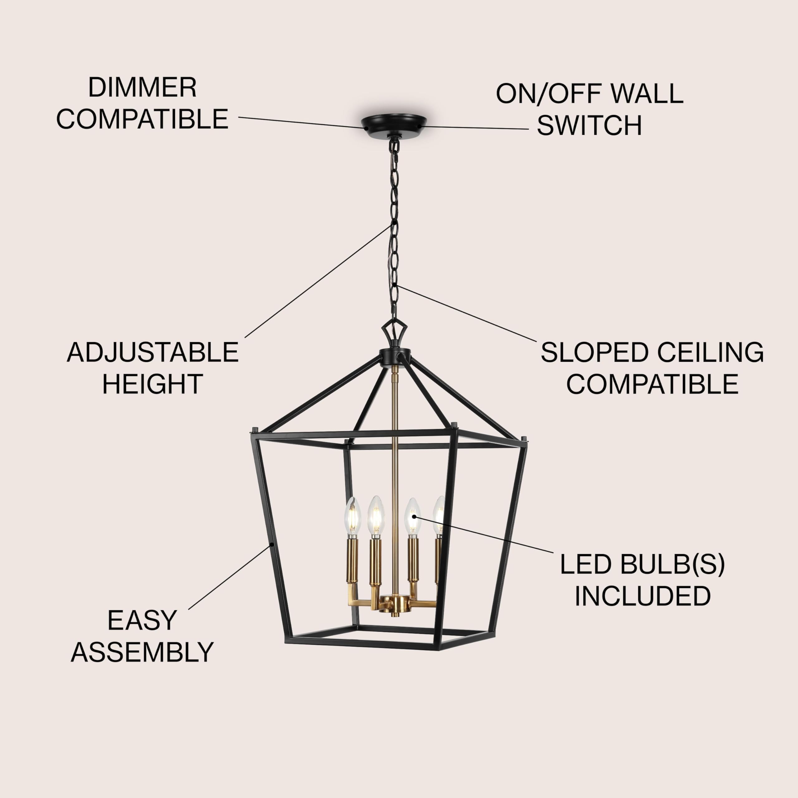 Jonathan Y Pagoda Lantern Pendant Light, Dimmable Metal, 16 Oil Rubbed Bronze, Model Jyl7437D, Ideal For Dining Room, Living Room, Kitchen