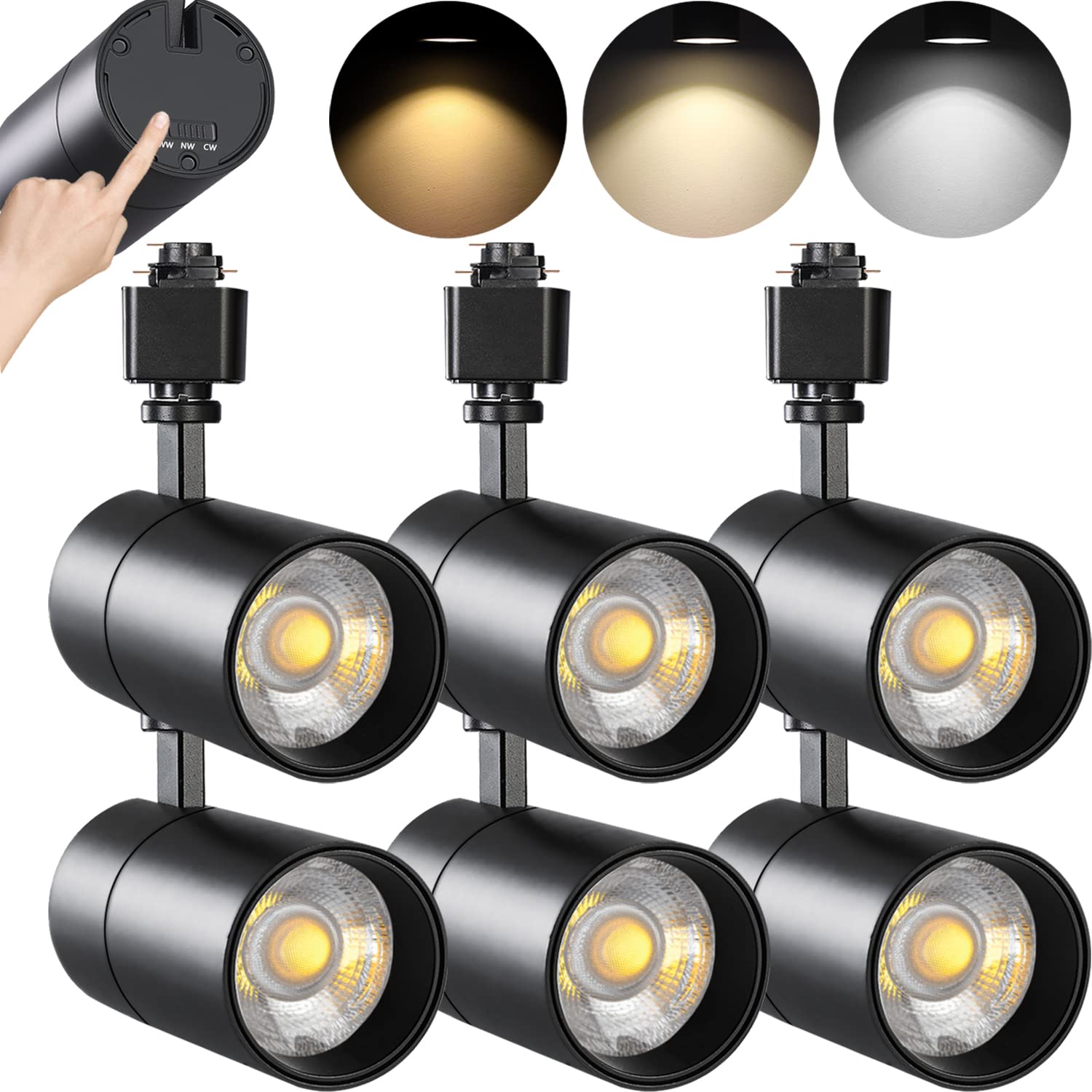 VANoopee 3-Color 20W Dimmable LED Track Lighting Heads H Type - Bright Track Light Fixtures Ceiling Spotlight for Kitchen, 3000K