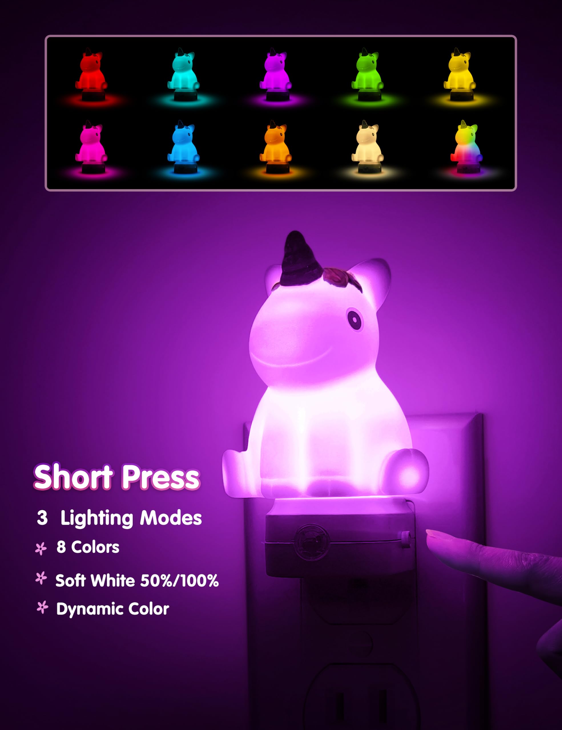 L Lohas Led Plug-In Night Light For Kids  Cute Color Changing Led Night Light With Dusk To Dawn Sensor  Christmas  Birthday Gift Nightlight For Girls & Kids  Room Decor