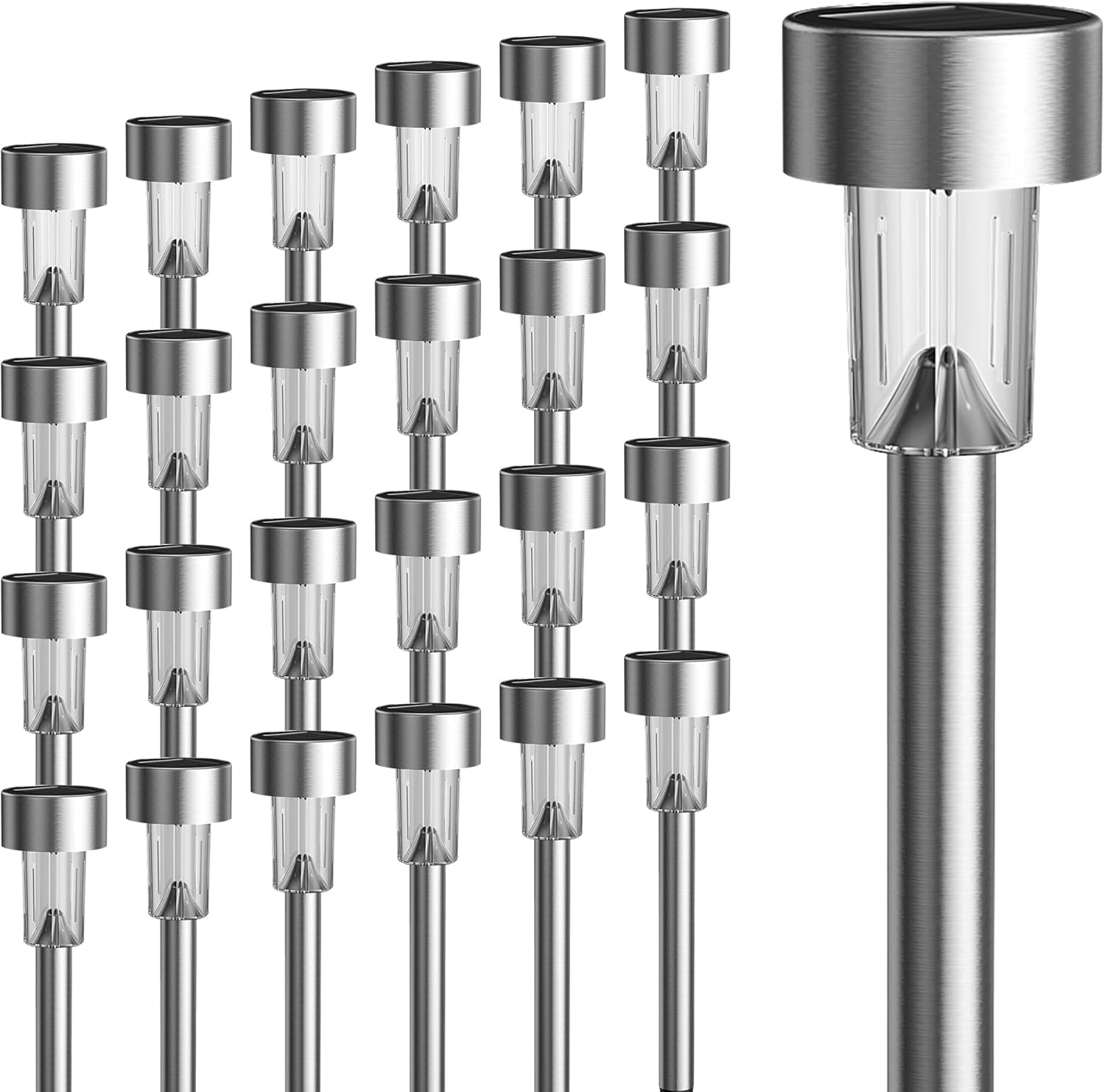 Gigalumi 24 Pack Solar Path Lights Outdoor,Solar Lights Outdoor Waterproof,Stainless Steel Led Landscape Lighting,Solar Garden L