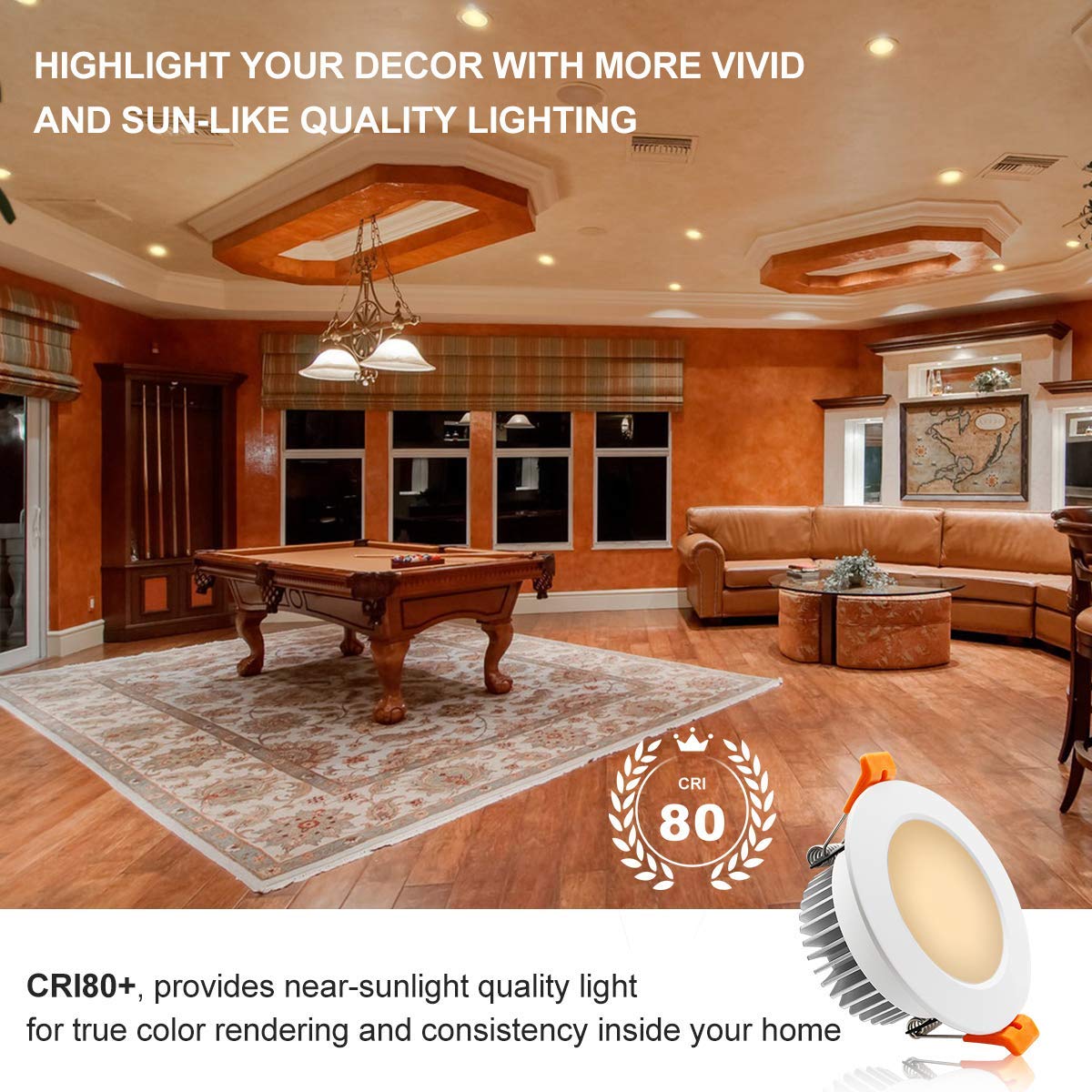 YGS-Tech 3.5 Inch LED Recessed Lighting, Dimmable 7W, CRI80, 2700K Ultra Warm White, Model YGS-DL-7WU