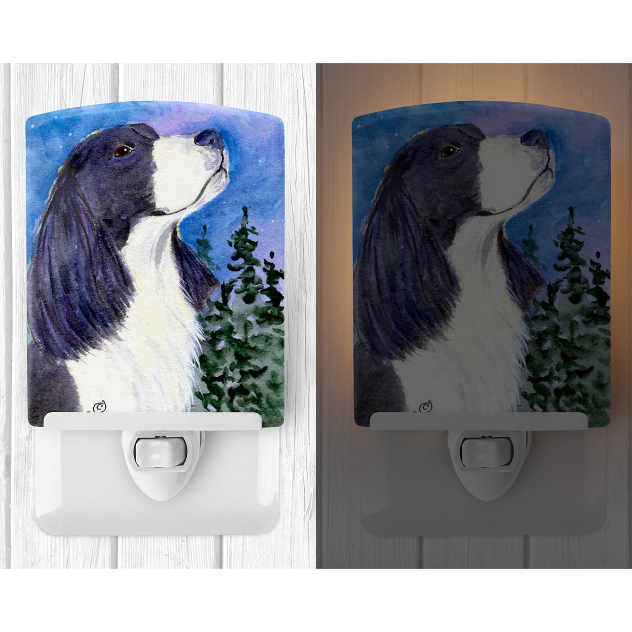 Carolines Treasures Ceramic Night Light, English Springer Spaniel, UL-Certified, 6x4x3 inches, Multicolor, Model SS8985CNL